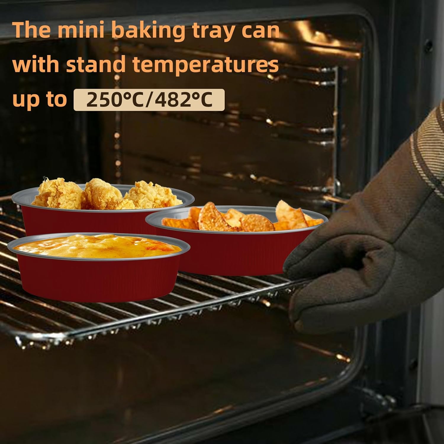 Mini Cake Pans With Lids And Spoons, Baking Tins For Round Small Desserts 7 Oz Aluminum Foil Baking Pans Disposable Ramekins Individual Cake Containers Holders For Tart Quiche Flan (50, Red) - Image 4