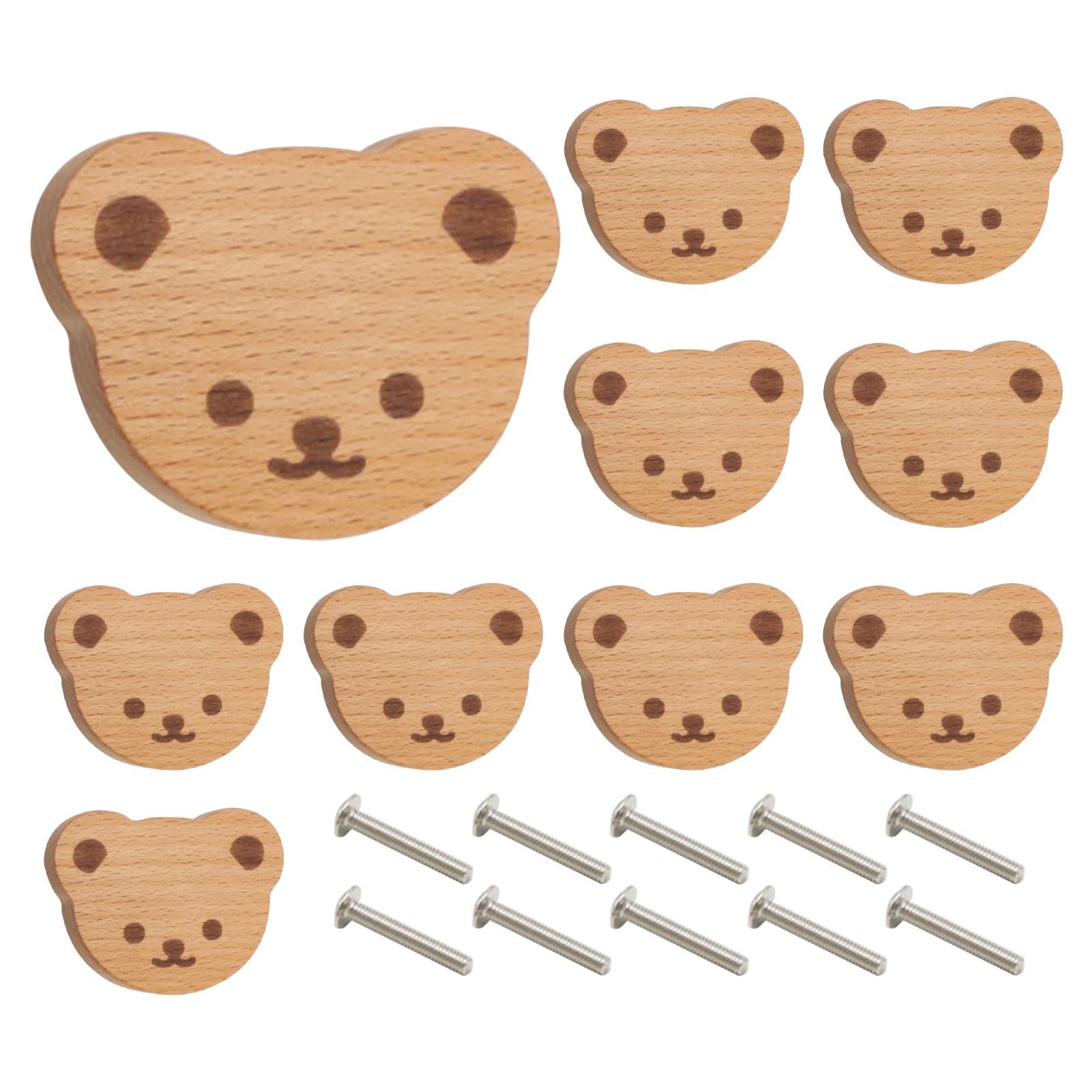 Boutons de tiroir ours en bois lot de 10 poignées décoratives pour meuble de chambre enfant