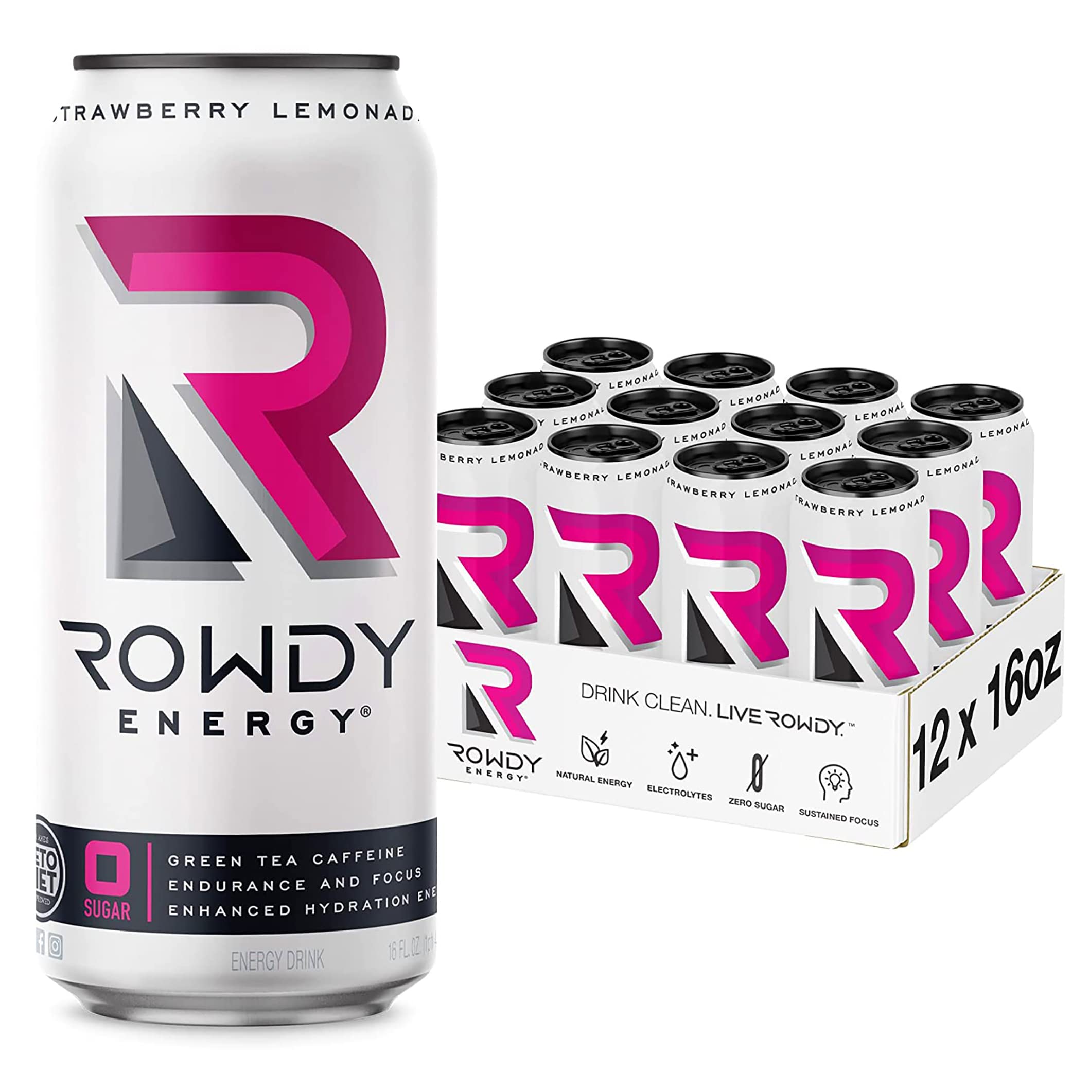 Buy Rowdy Energy Drink, Strawberry Lemonade, SugarFree, 16 Fl Oz