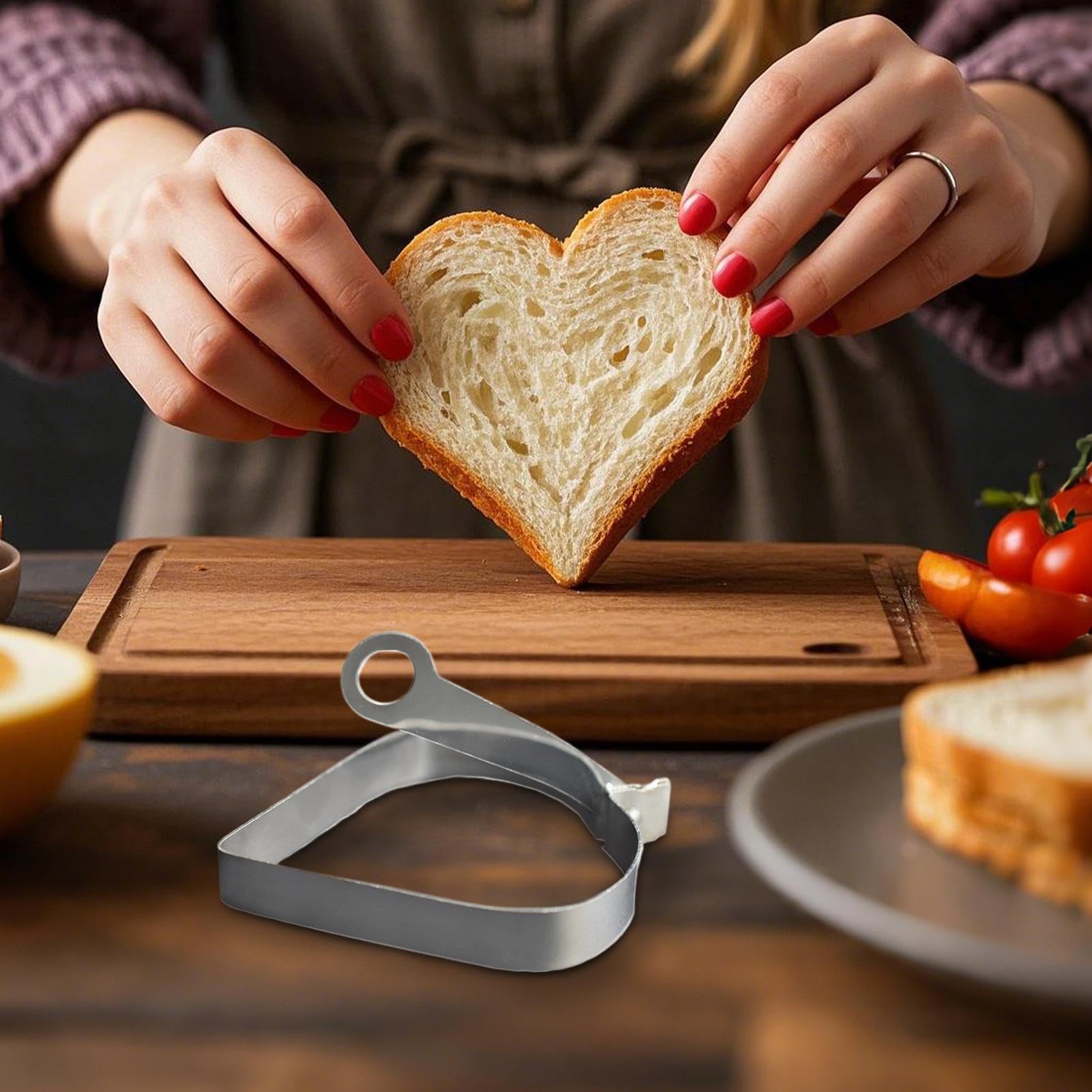 Zibeem Molde De Huevos para Sartén - Molde para Huevos En Forma De Corazón De Acero Inoxidable con Mango | Accesorios De Cocina para Desayuno Muffins Tortillas Crepes Sándwiches | Parrilla Y Sartén