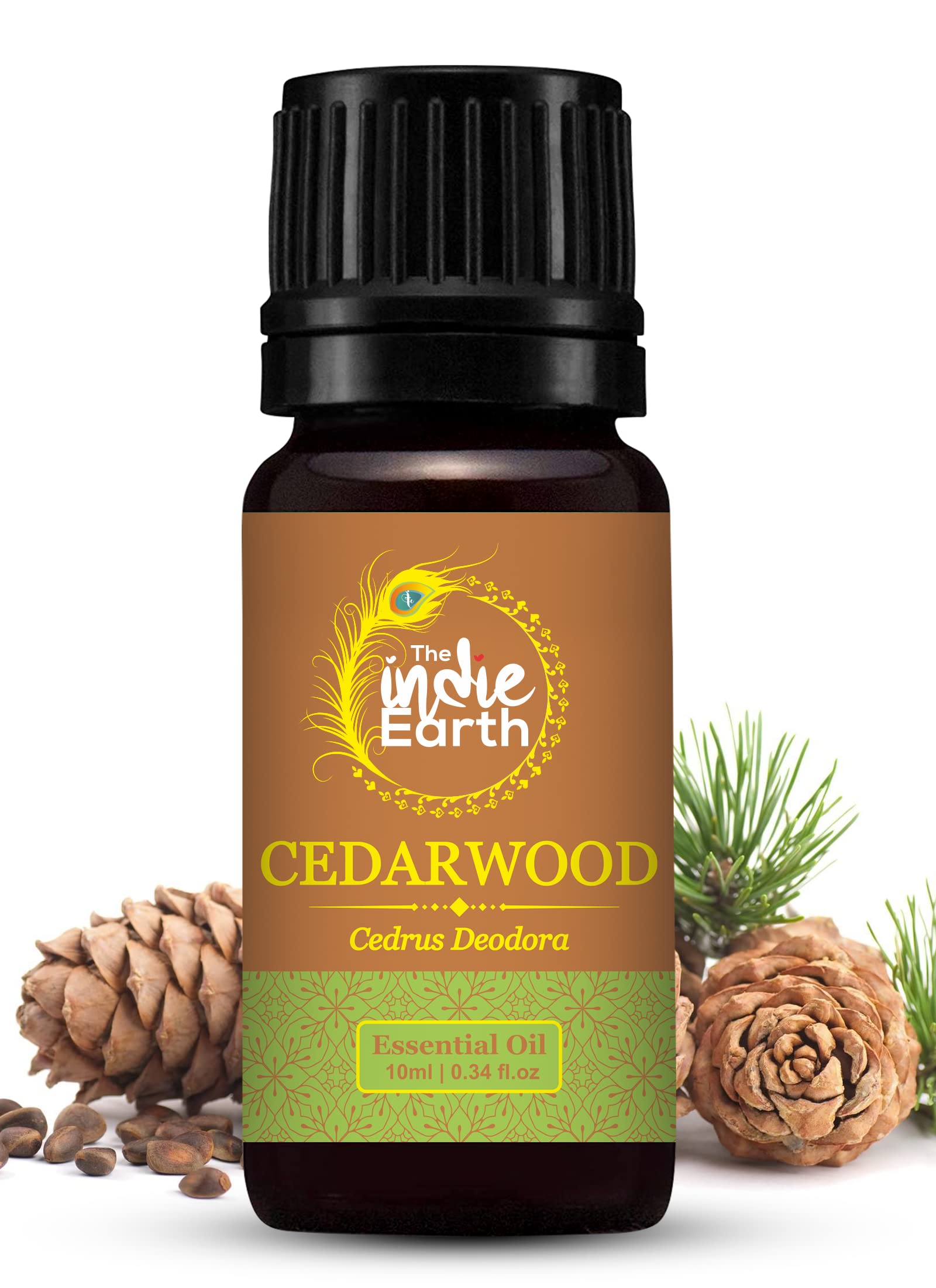 The Indie Earth Cedarwood Essential Oil for Healthy Hair Growth, Skin Care and Harmony of Body & Mind - Sourced Directly from HIMALAYAS, INDIA 10 ml