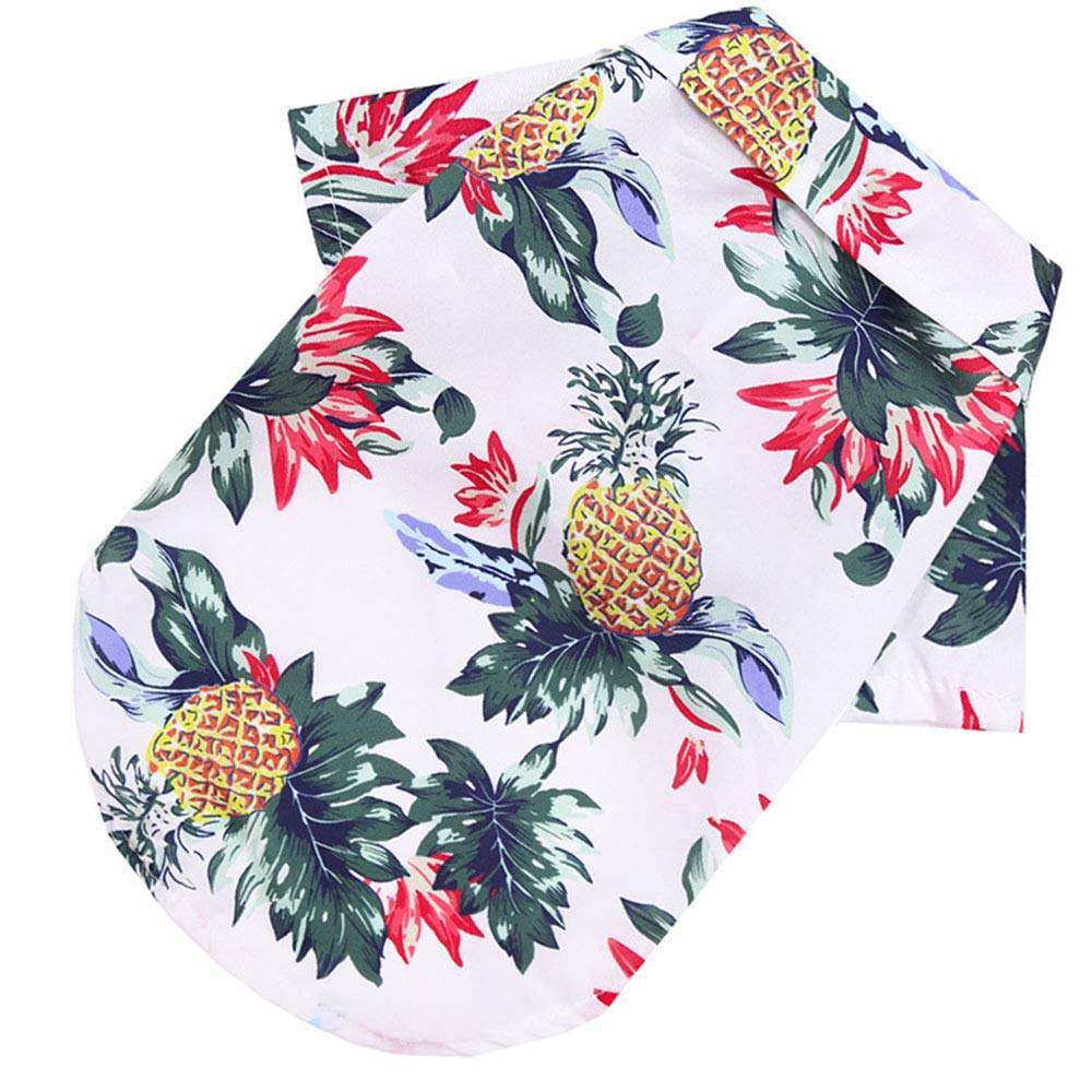 Pet Clothes, Hawaiian Beach Printed Shirt Soft Dogs Spring Summer Vacation Outfits Vest Pet Clothing for Cats Puppy Small Medium Large Dogs (White, Small)
