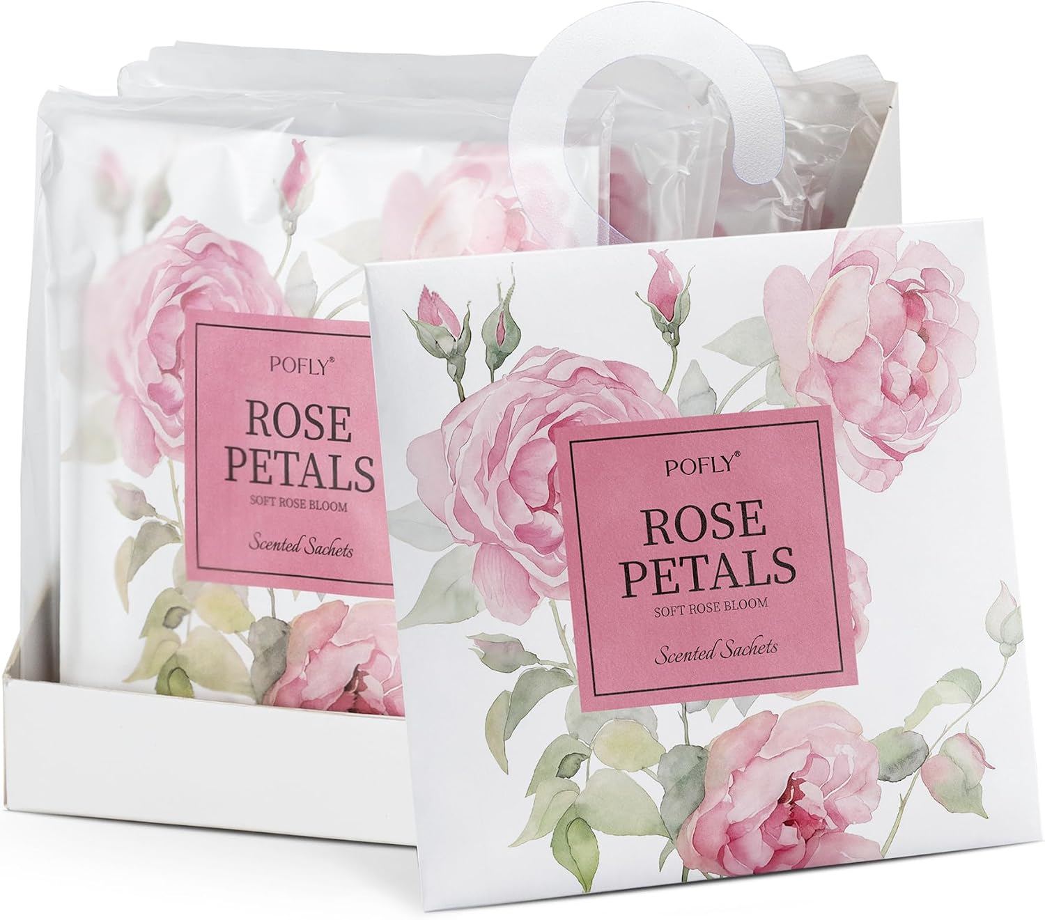 12 Pack Rose Petals Scented Sachets for Drawers and Closets, Hanging Closet Deodorizer Air Freshener, Long Lasting Fragrance