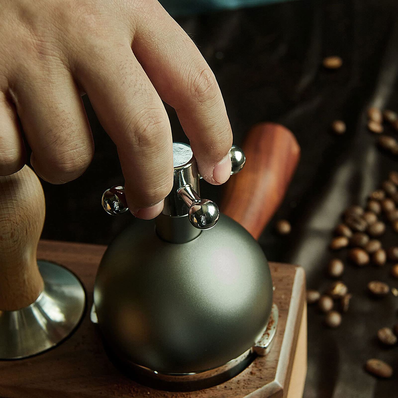 Difusor de café en polvo, 51/53/58 mm, herramienta de nivelación, mango de metal, tipo aguja, herramienta de agitación para distribución de café expreso