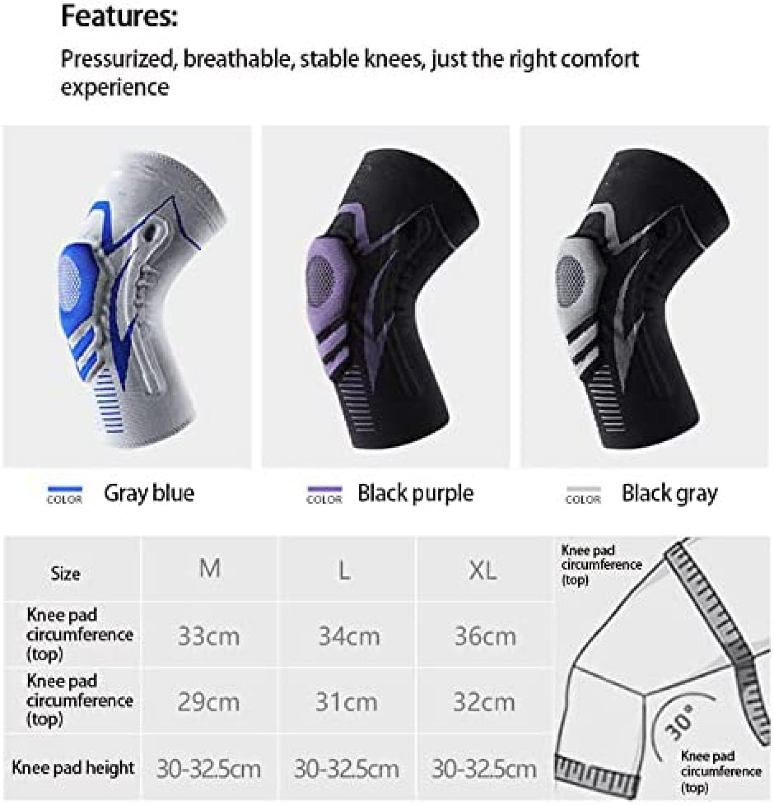 1 Paar Knieorthese, Patella-Schutz, Silikon-Feder-Knieschoner, Basketball, Laufen, Kompressions-Kniebandage, Unterstützung für Sport-Knieschoner, Lila, M