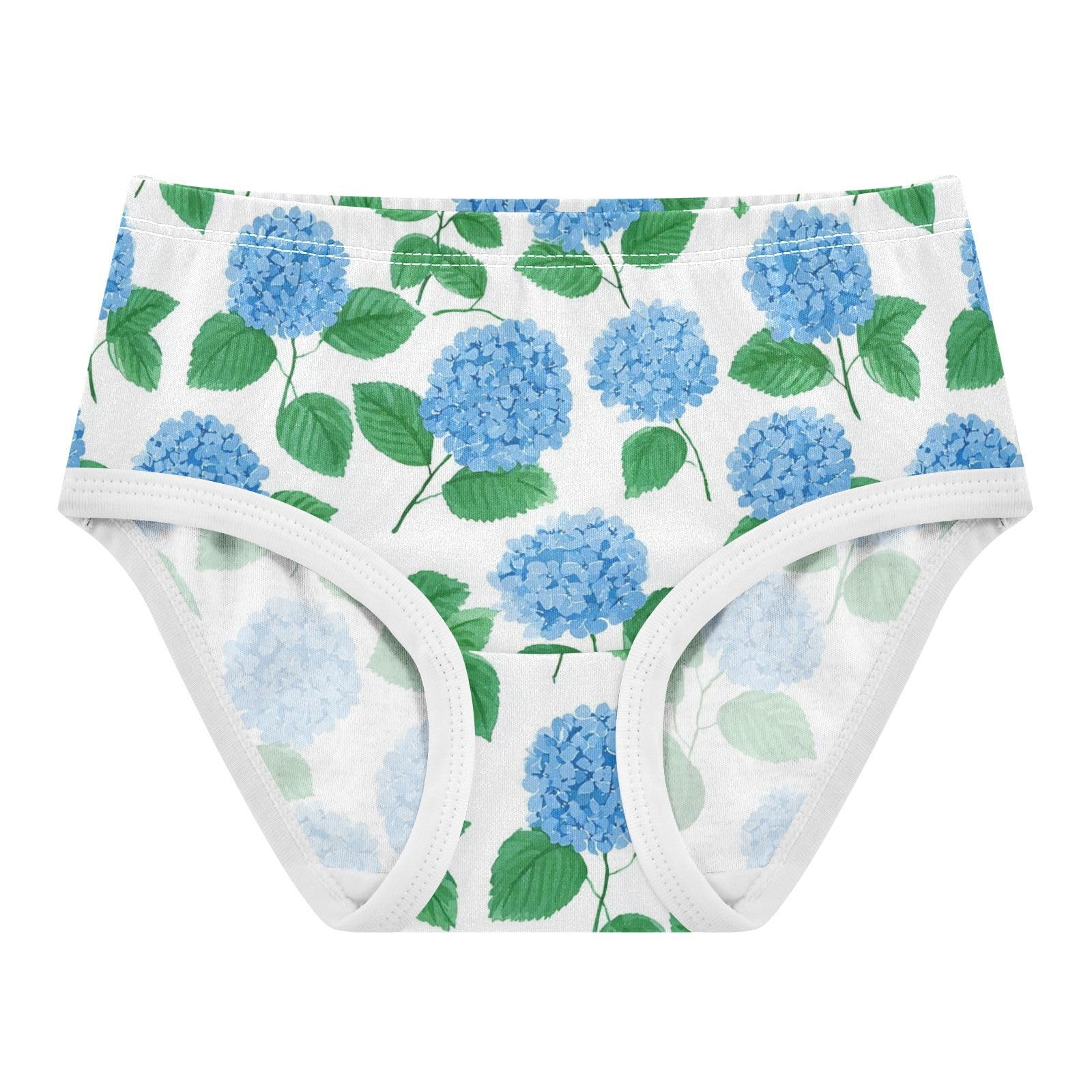 Wusikd Blue Hydrangea Green Leaves Girls Underwear Cotton Girls Briefs Soft Toddler Underwear 2T