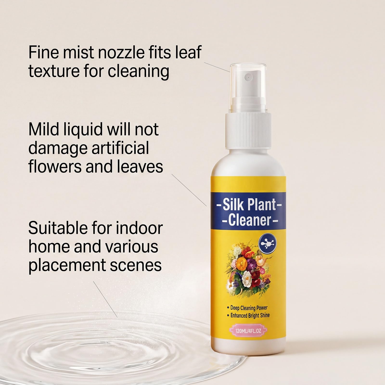 Künstliche Pflanze Blume Reiniger, Seide Blume Reiniger Spray kein wischen, Blatt Glanz Spray für Zimmerpflanzen, geeignet für künstliche Pflanzen und Blumen 120ml (8pcs)