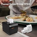 Imprimante thermique Rongta pour reçus, Imprimantes de reçus 80mm, Imprimante POS thermique avec coupeur automatique, support pour tiroir-caisse, USB, série, Ethernet, compatible avec Windows/Mac/Linux