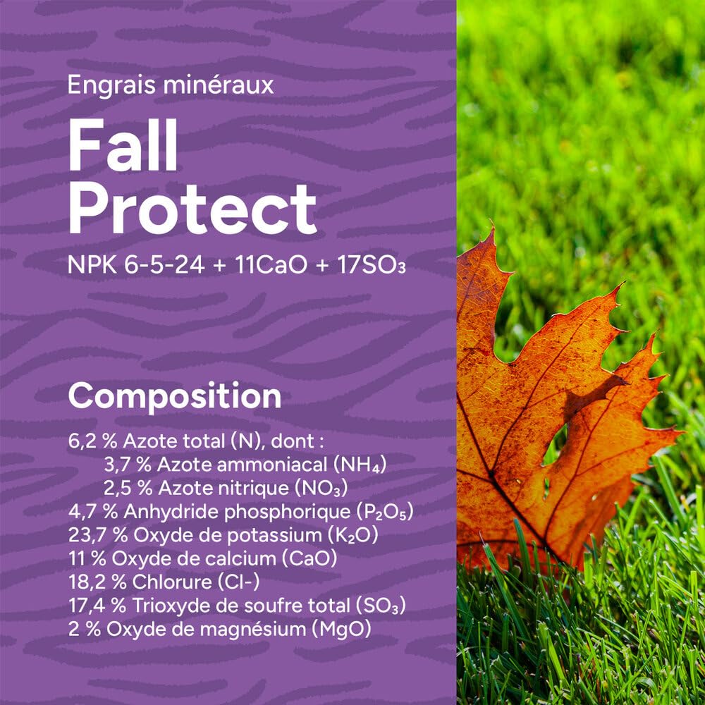 Engrais d'automne pour gazon : 20 kg : 500 m² - Enrichi en magnésium pour un gazon vert foncé - Son effet reste visible jusqu’au printemps