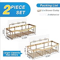 Vista 2 de EUDELE Shower Caddy 2 Pack, Adhesive Organizer for Bathroom Storage, Home Decor & Kitchen, No Drilling, Rustproof Stainless Steel Shelf, Bathroom