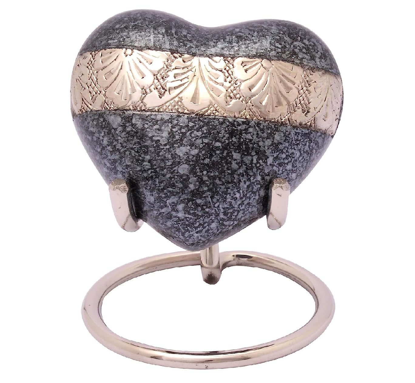Royal Rapture Urn for Ashes Funeral Memorial Cremation Keepsake Love Urns Decorative Brass Heart with Stand (Silver Grey, 3") RHM03-09
