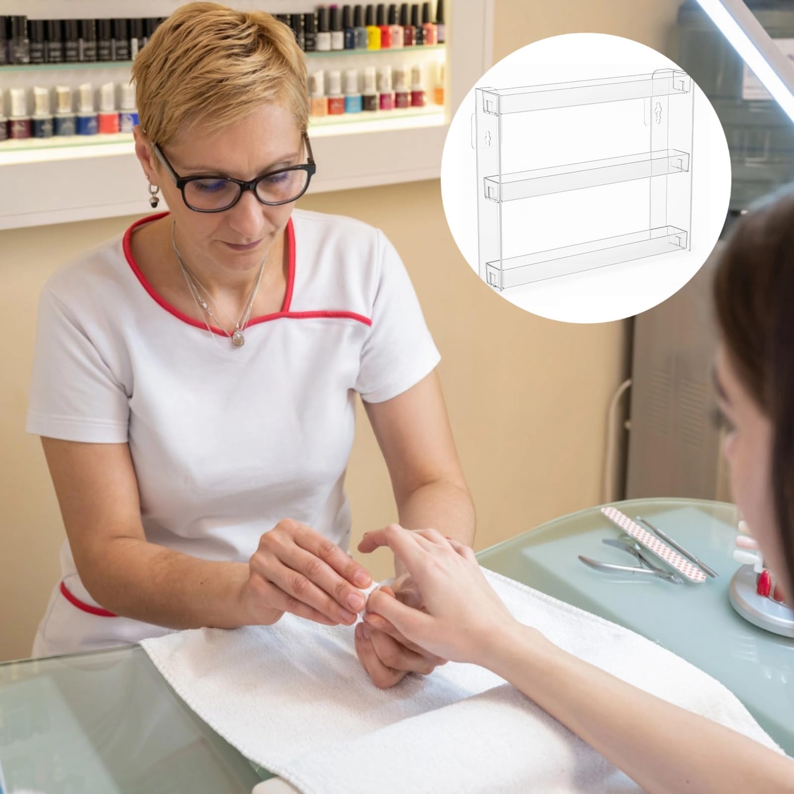 Generisch 2 Stk. Nagellack-Organizer aus klarem Acryl, 3 Ebenen, wandmontiertes Displayregal mit großem Fassungsvermögen, platzsparender Make-up-Halter für Nagellacke und ätherische Öle