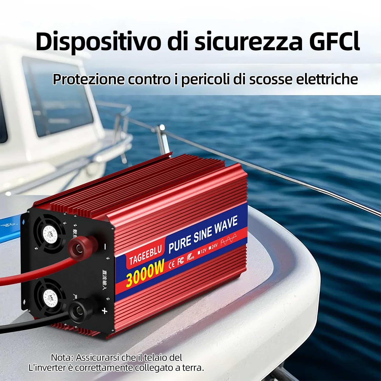 3000w inverter 24v 220v Onda Pura con Display LCD & EU Presa
