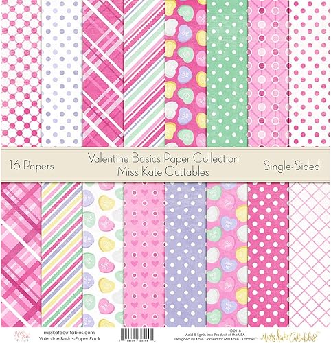Miniatura 4 de Paquete de papel con patrón  Conceptos básicos del día de San Valentín  Papel especial de primera cara de 12 x 12 pulgadas, colección incluye 16