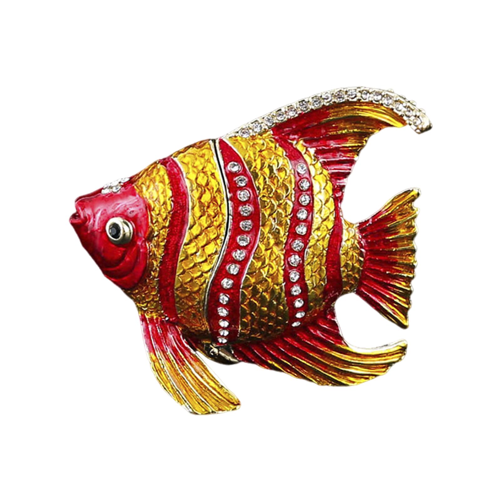 Kaeltsyn Artistic Fish Shape Small Trinket Box Jewelry Container Alloy Texture Suitable for Small Jewelry Organization Earring Box