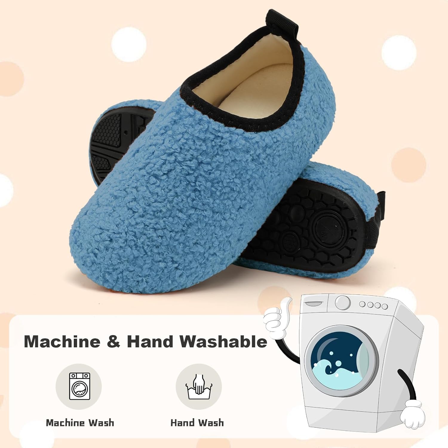 QFH Toddler Slippers Boys Girls Indoor Comfy Slippers Kids Barefoot Walking Shoes with Soft Velvet Lining Winter Warm Sock Shoes - Image 5