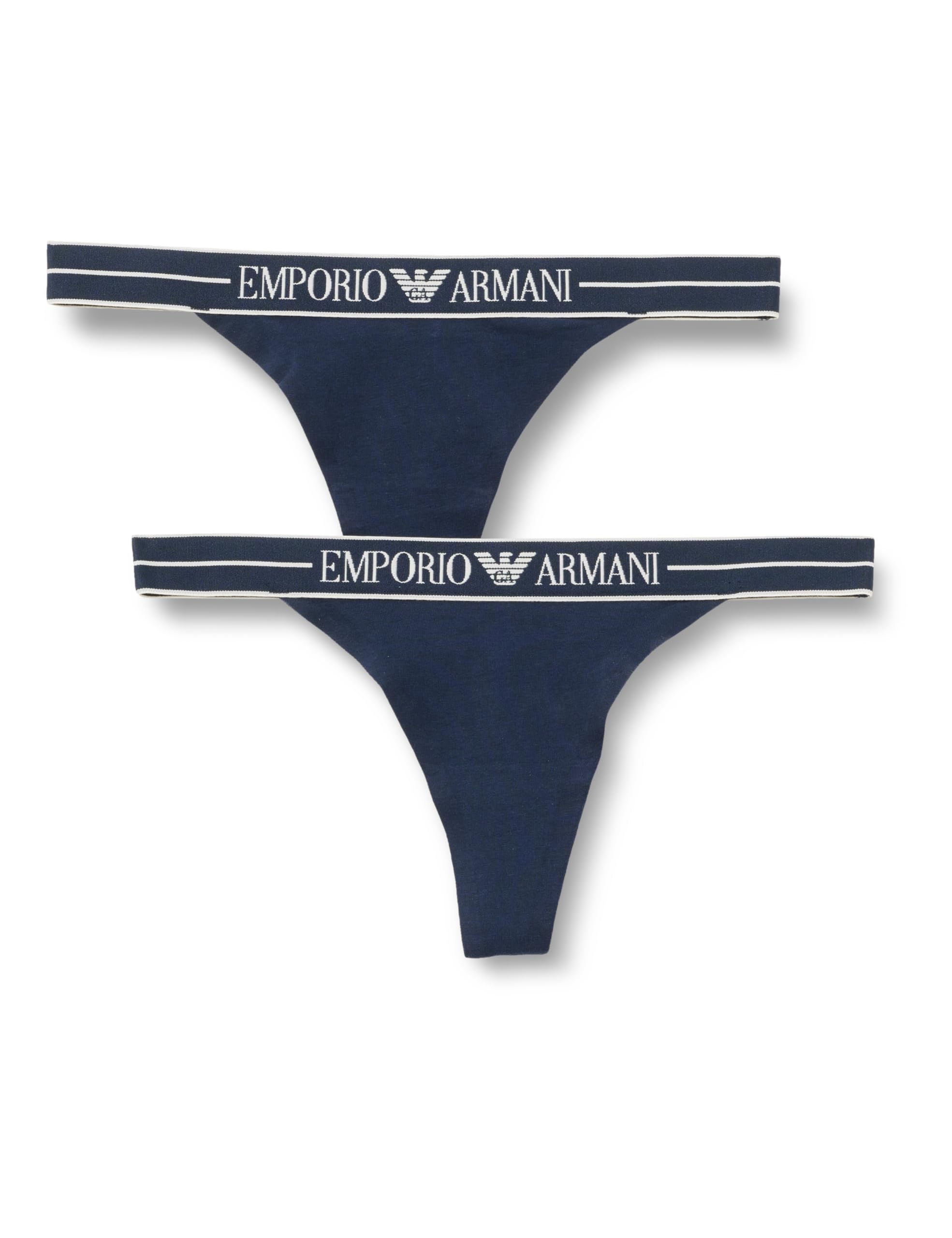 Emporio Armani Women's Everyday Cotton 2-Pack T-Thong Panties, Blue, XL, blau, XL