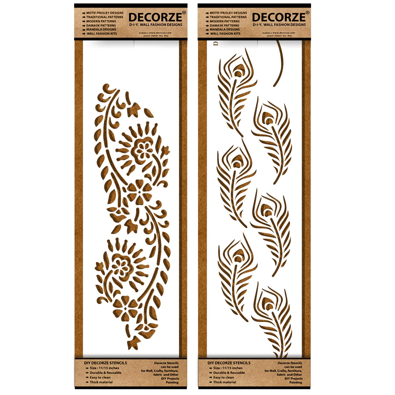 DECORZE Border Stencils for DIY Home Decor | Floral, Pattern & Wall Border Stencils for Painting Furniture & Art Projects DB-47-48 (B0BYZL49PM) Amazon Price History, Amazon Price Tracker