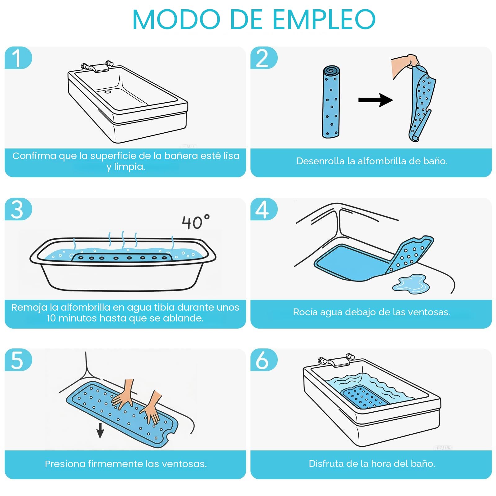 SHUCHING Alfombra de Bañera Antideslizante Infantil, Alfombra Ducha Antideslizante Bebe Sin BPA, Alfombrilla Bañera Baño Niños Antimoho y Lavable a Máquina, Animal Acuarela