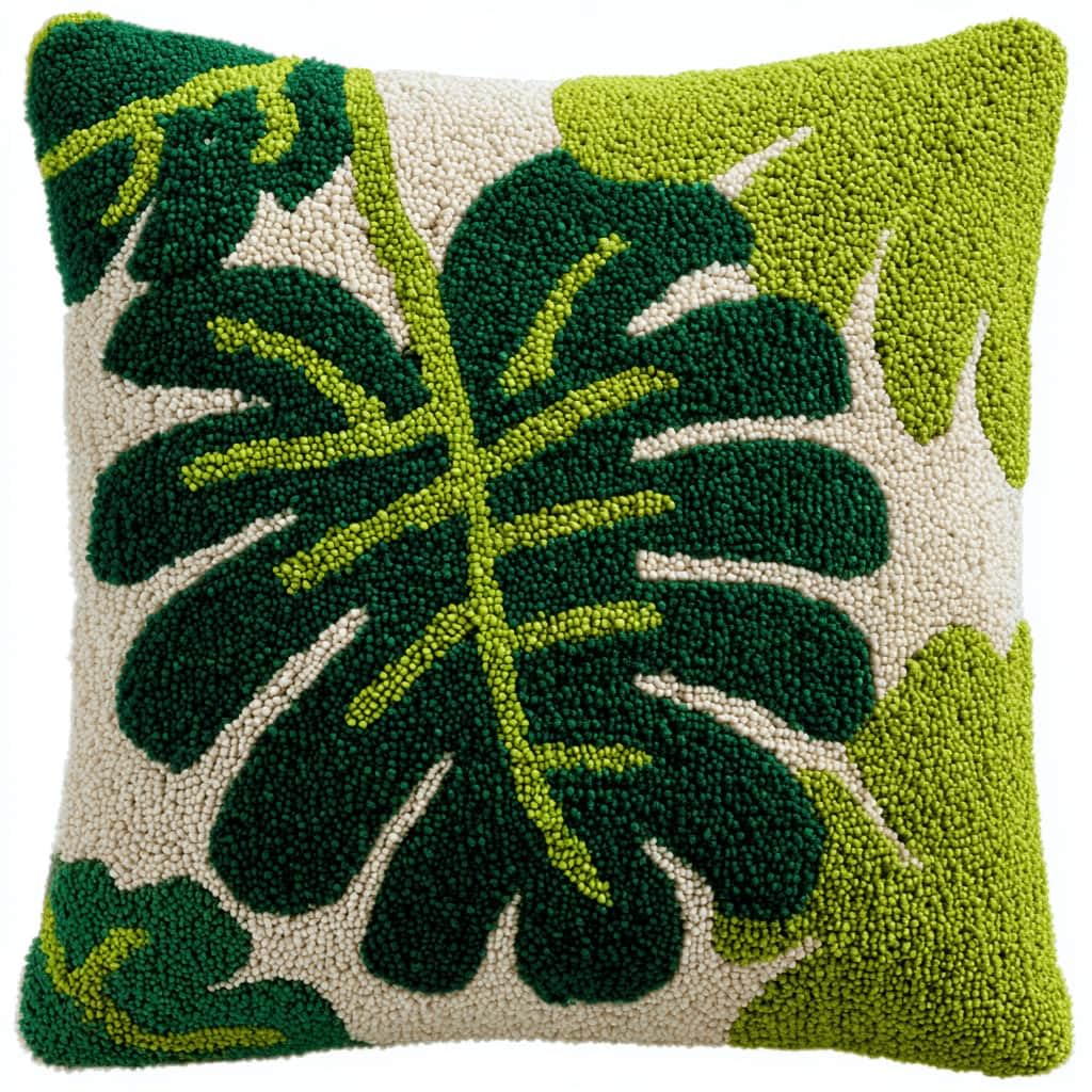 Kitquiver Latch Hook Rug Kits for Adults Leaf DIY Latch Hook Cushion Cross-Stitch Embroidery Cushion Cover for Home Sofa Decoration 17X17 in.
