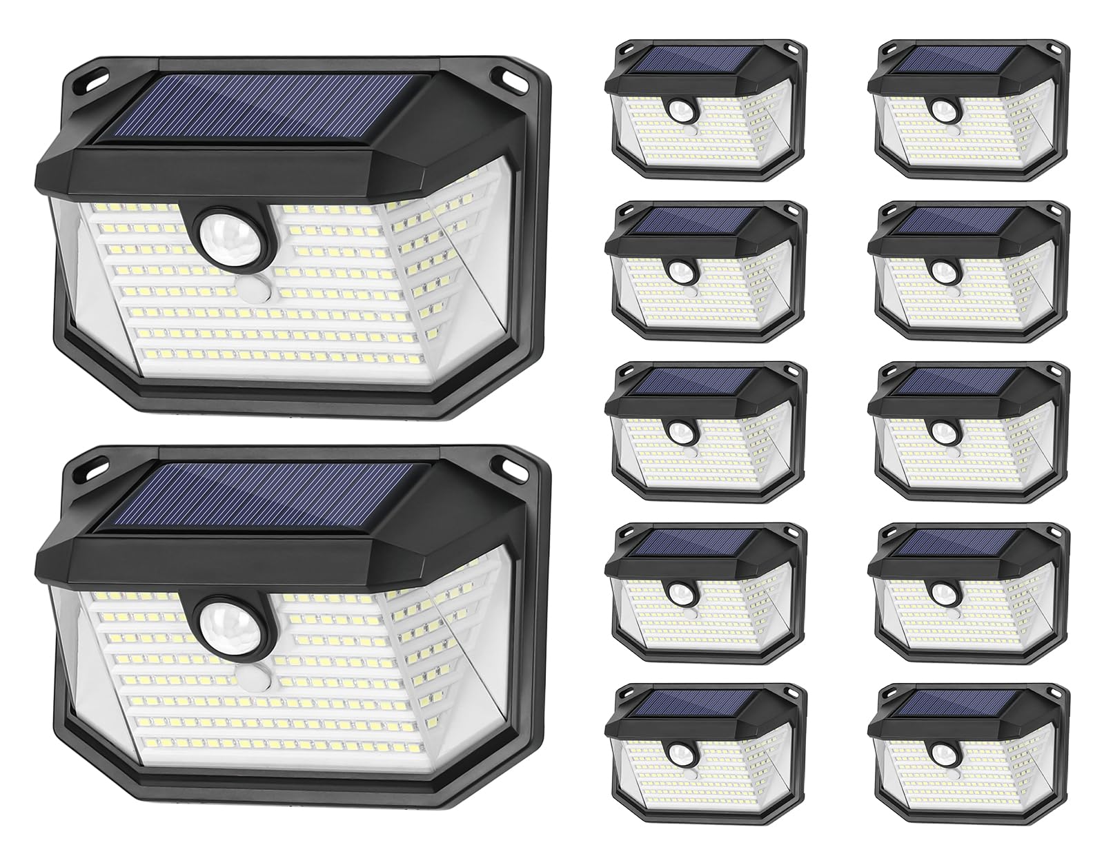 Solar Outdoor Lights 12-Pack Super Bright 178 LEDs Motion Sensor Wall Light with 270 Wide Angle 3 Modes