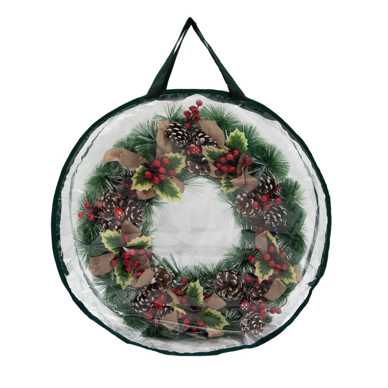 Lerpwige Transparency Holiday Decoration Organiser Bag With Reinforced Zippers Practical PVC Materials Wreath Protective Case Pvc Waterproof Dustproof Holiday Storage