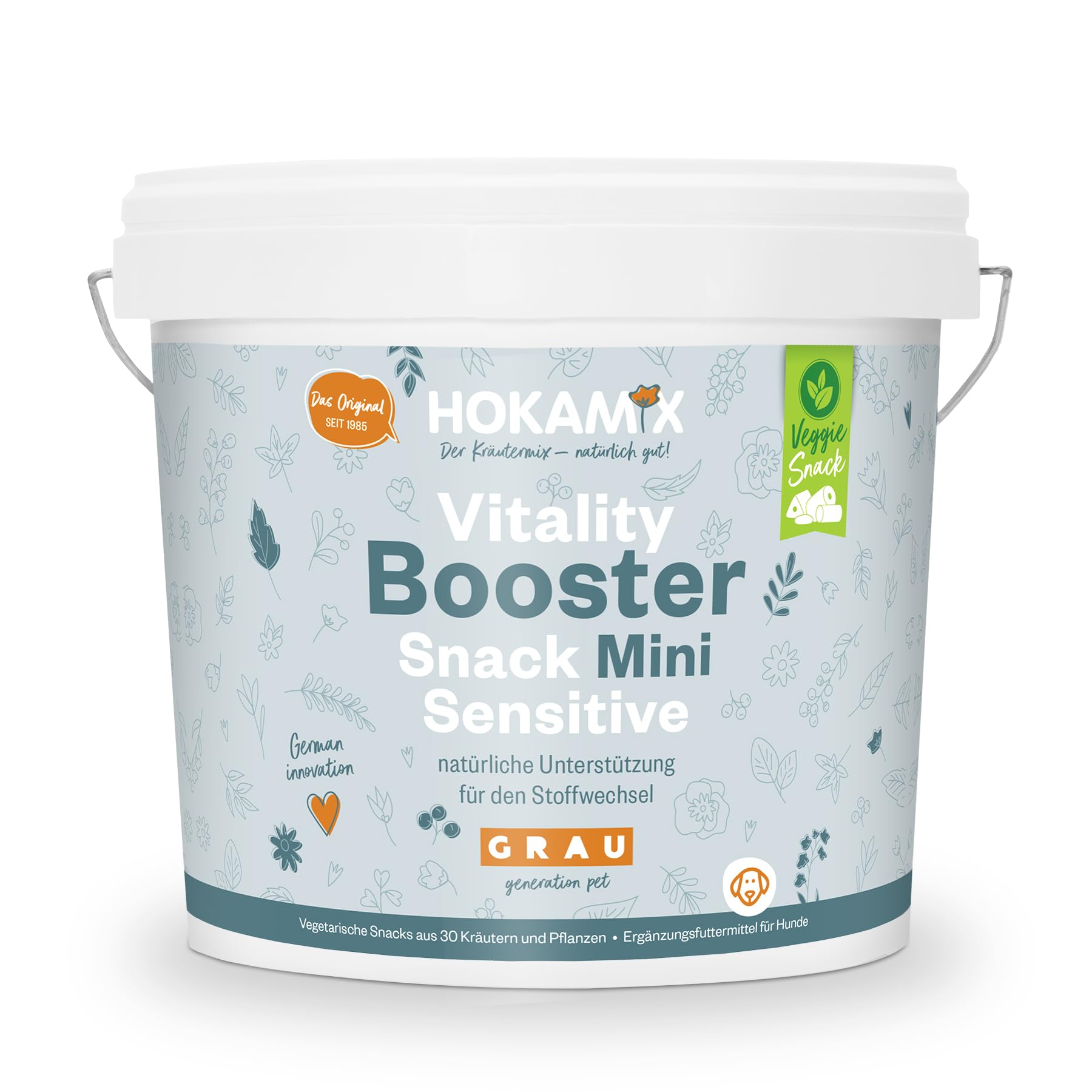 Grau - Oryginalny produkt - HOKAMIX30 Snack Petit Veggie, zdrowa wegetariańska przekąska z 30 ważnymi ziołami, 1 opakowanie (1 x 2,25 kg), karma uzupełniająca dla psów