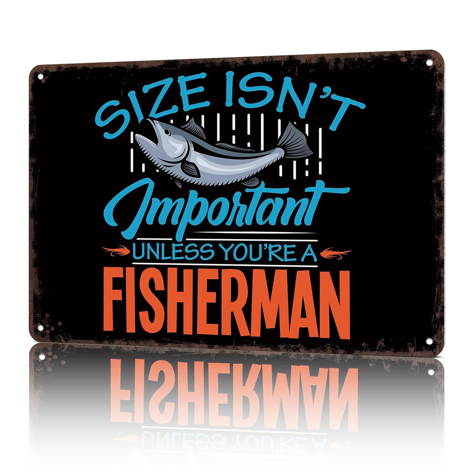 KWQDOZF Vintage Metal Signs Angler Fisherman Fish Funny Tin Sign Poster Wall Art For Home Room Bedroom Office Decor 8x12inch