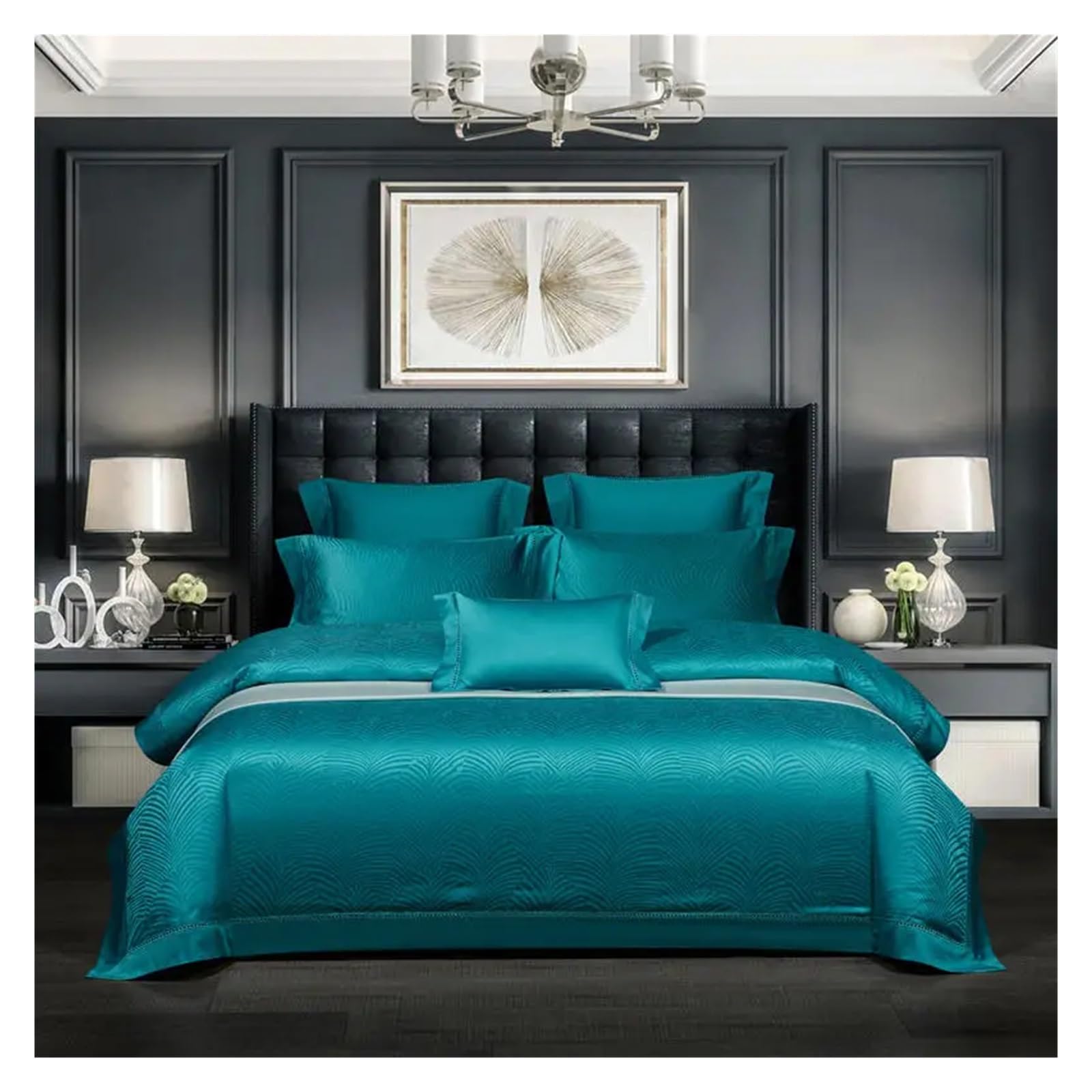 Sbcgfy F Bed Our Pieces Set, 1000Tc Egyptian Cotton Chic V-Intage Luxury Jacquard Duvet Cover Set Super King Queen Bedding Set Quilt Cover Bedsheet Pillowcase,-King Size 2.0M Bed 4Pcs