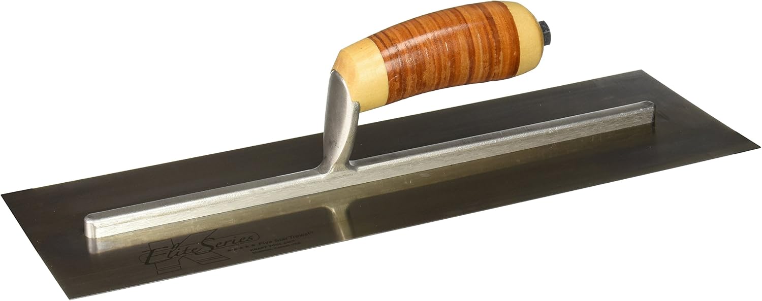Kraft Tool CFE535L Elite Series Five Star Cement Trowel with Leather Handle, 16 x 5-Inch