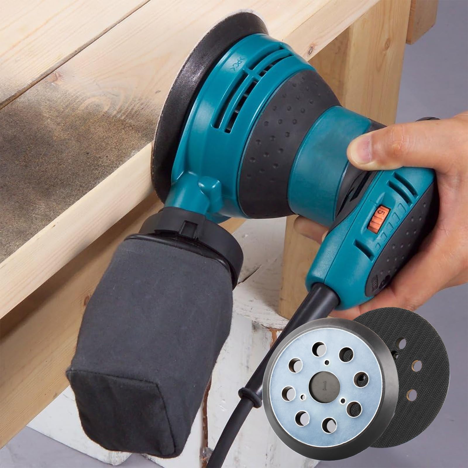 2 almohadillas orbitales de 5 pulgadas con 8 agujeros para lijadora orbital Dewalt DW421, DW422, DW423, D26450, D26451/K, D26453/K, para cable Porter 343k, 343VSK, 390K, 382 para Makita BO5022 1/K,