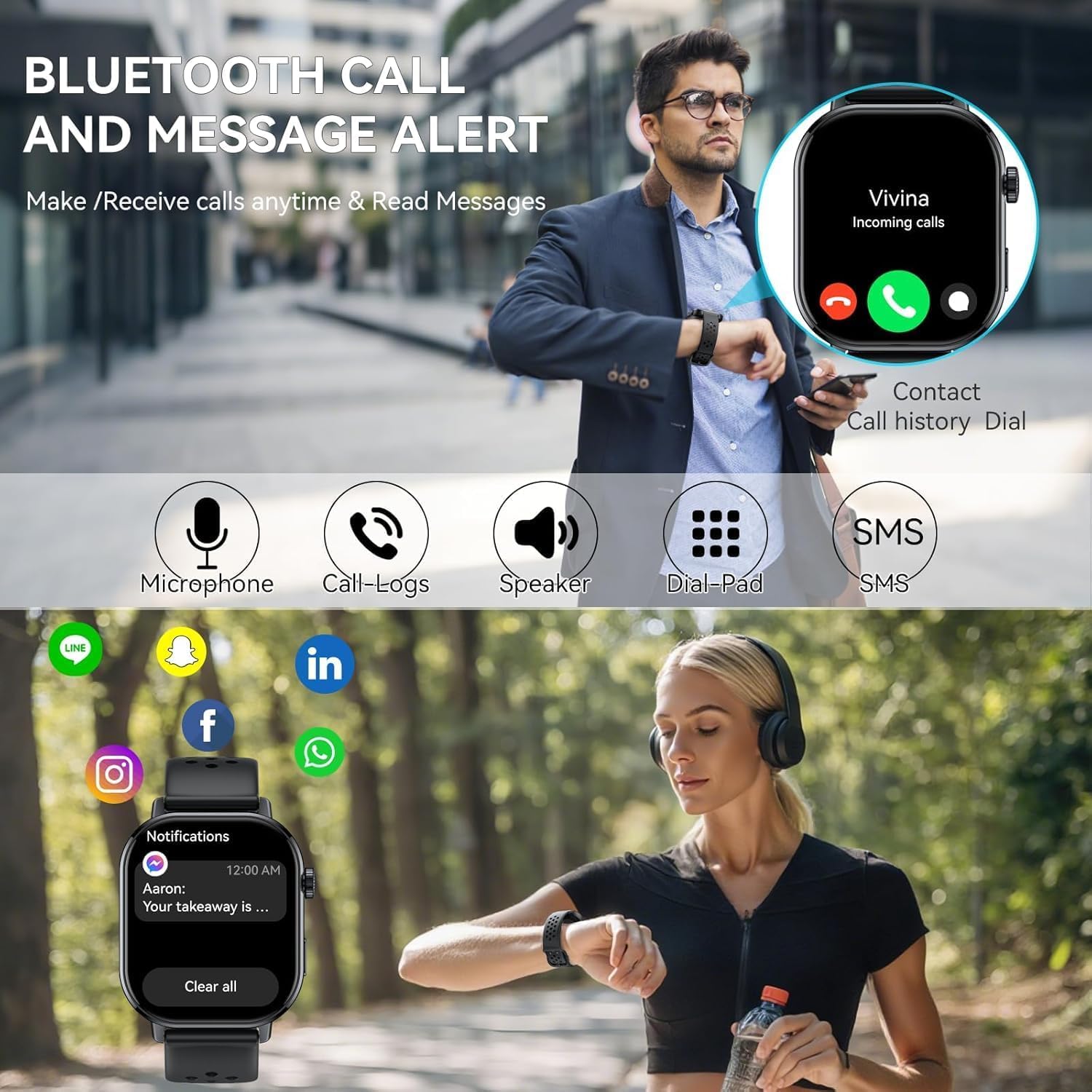 Smart Watch per uomo e donna (rispondere/effettuare chiamate), 2026 nuovo fitness tracker GPS integrato, orologio fitness HD da 2,06 pollici con oltre 110 modalità sportive, cardiofrequenzimetro