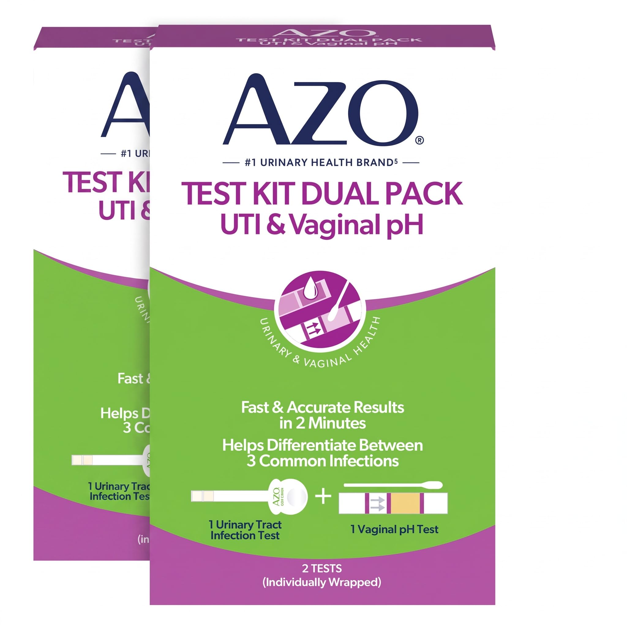 AZO Urinary Tract Infection (UTI) Test Strip + Vaginal pH Test Kit, Fast &amp; Accurate Results, from The #1 Most Trusted Brand, FSA/HSA Eligible (Pack of 2)