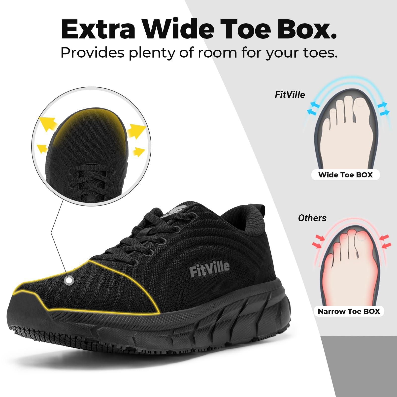 FitVille Scarpe Running Donna Pianta Larga Ginnastica Sneaker Leggere Wide Fit Traspiranti Passeggio