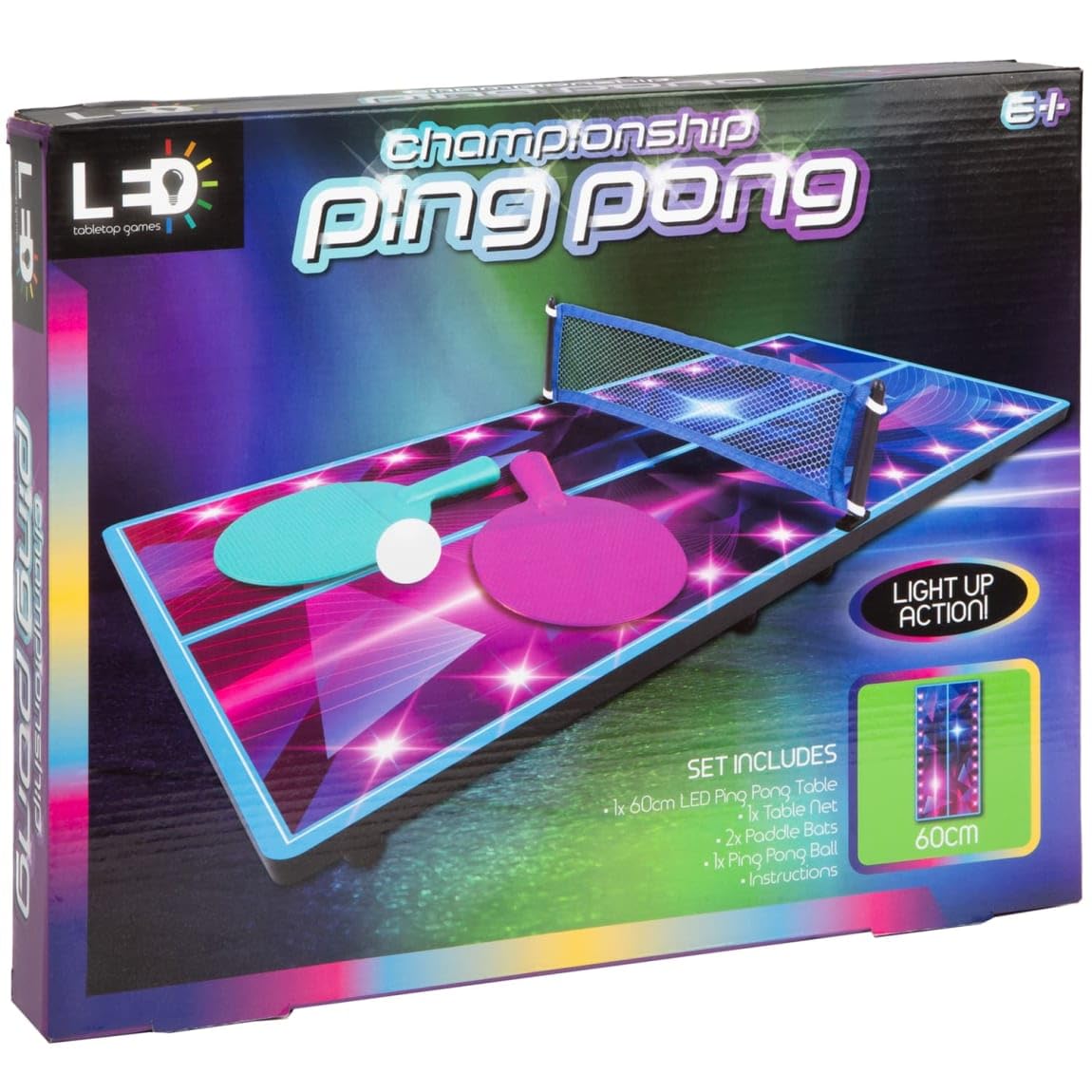 New LED Championship Ping Pong Tabletop, with Multicolor LED Lights – Portable Indoor Mini Ping Pong A-36