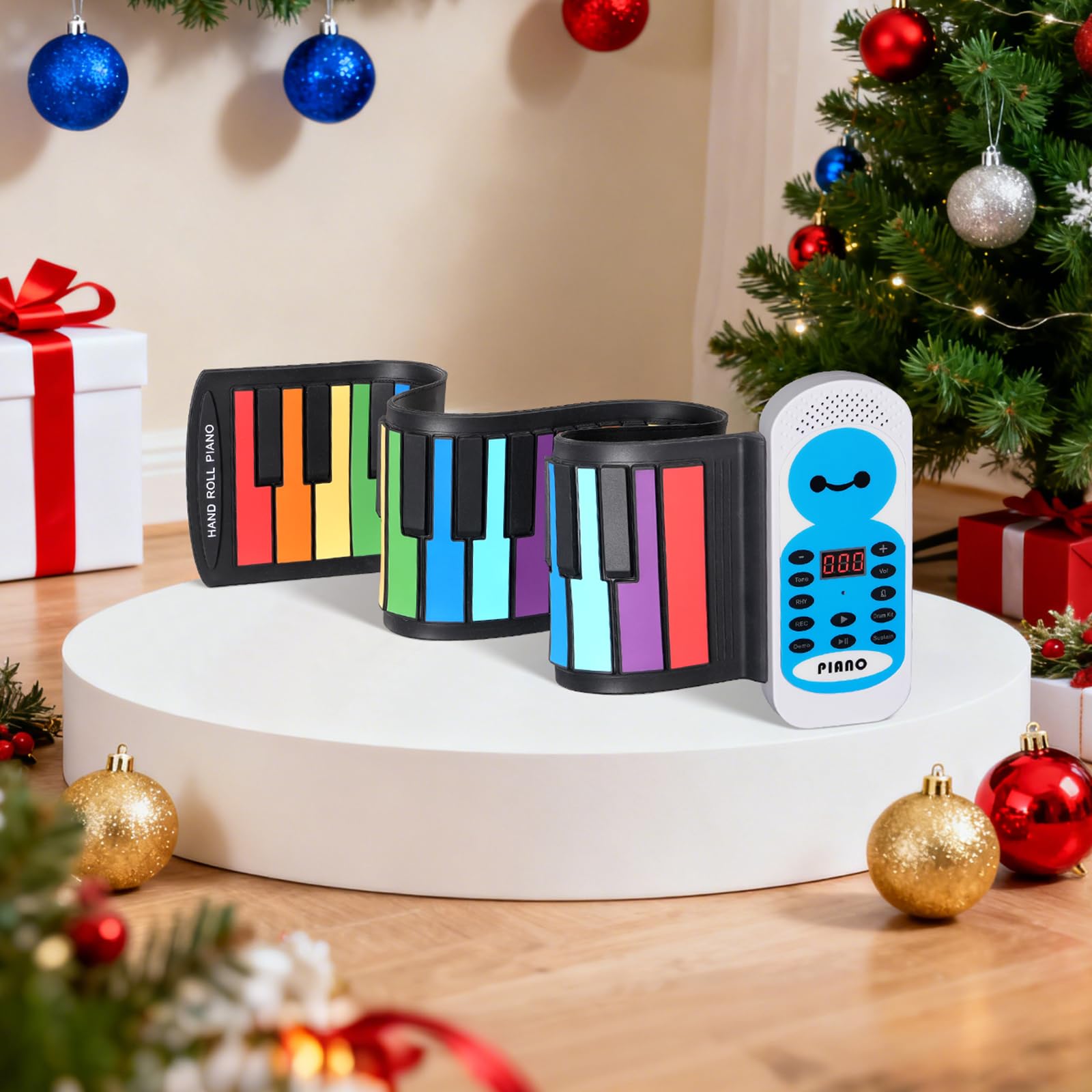 POGOLAB Clavier Piano Souple 49 Touches, 14 Démos, 128 Tons, 128 Rythmes, Enregistrement, Microphone et Prise Casque, Piano de Voyage Electrique Numérique Rechargeable, Cadeau pour Débutants