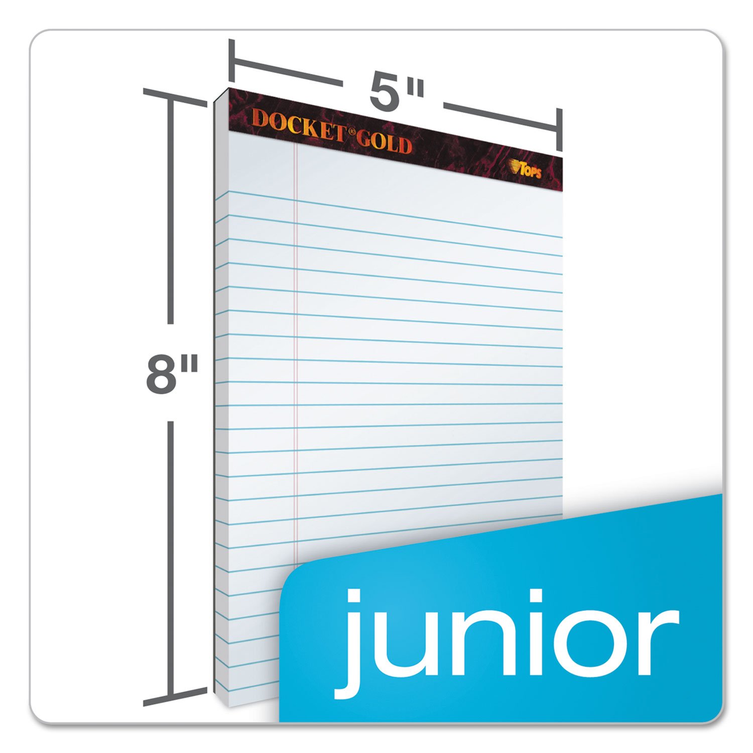 Tops Docket Gold Jr. Legal Ruled White Legal Pads (TOP63910) 5 x 8 Inch - Image 2