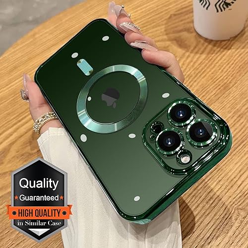 Miniatura 9 de Magsafe - Funda para iPhone 13 Pro Max, funda magnética transparente para teléfono con protector de pantalla y cubierta de cámara, funda galvanizada