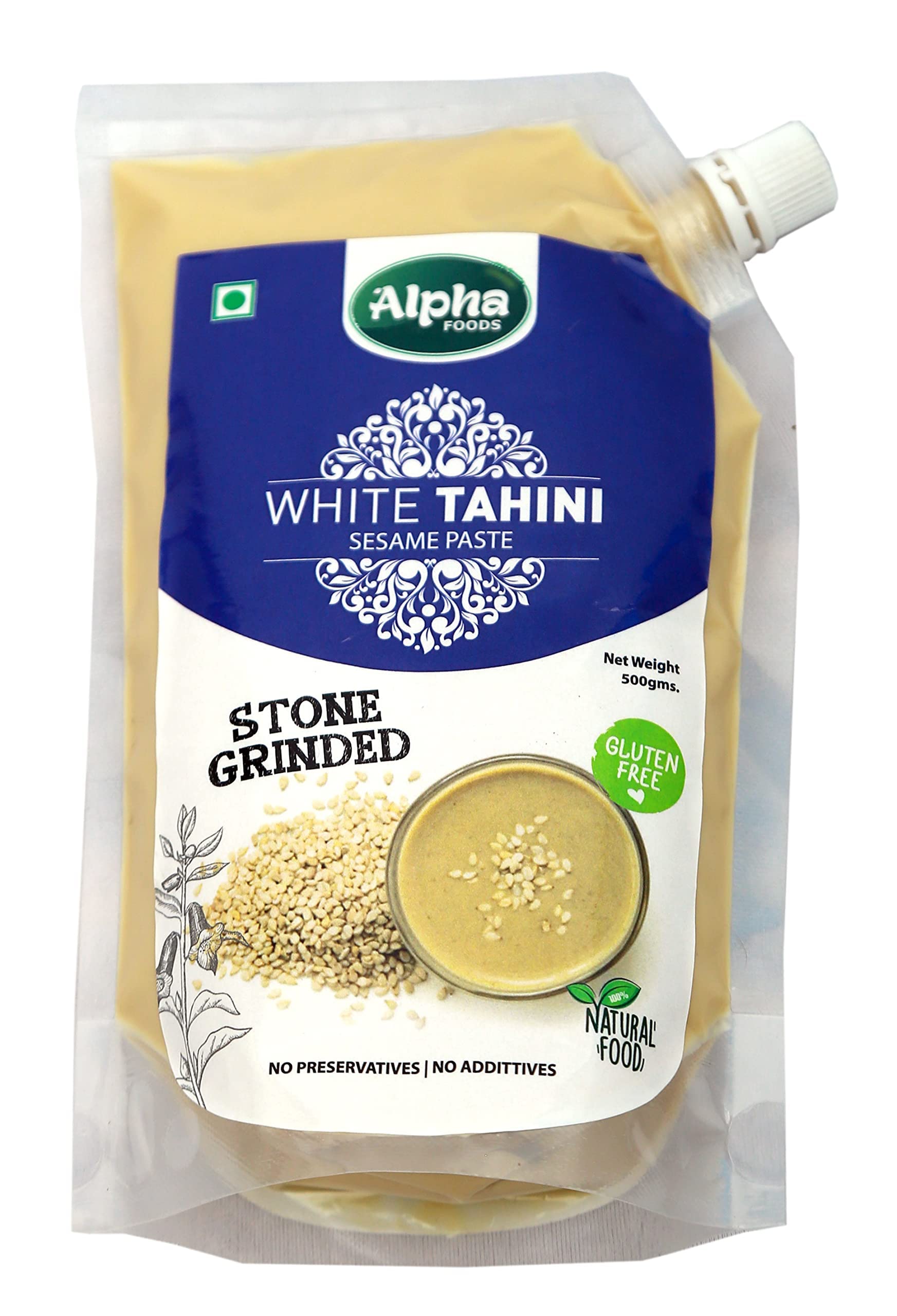 Alpha Foods Natural Stone Grinded White Tahini Sesame Paste Vegan I Cholesterol and Gluten Free (500 Gm) (B0BK1NPBJ1) Amazon Price History, Amazon Price Tracker