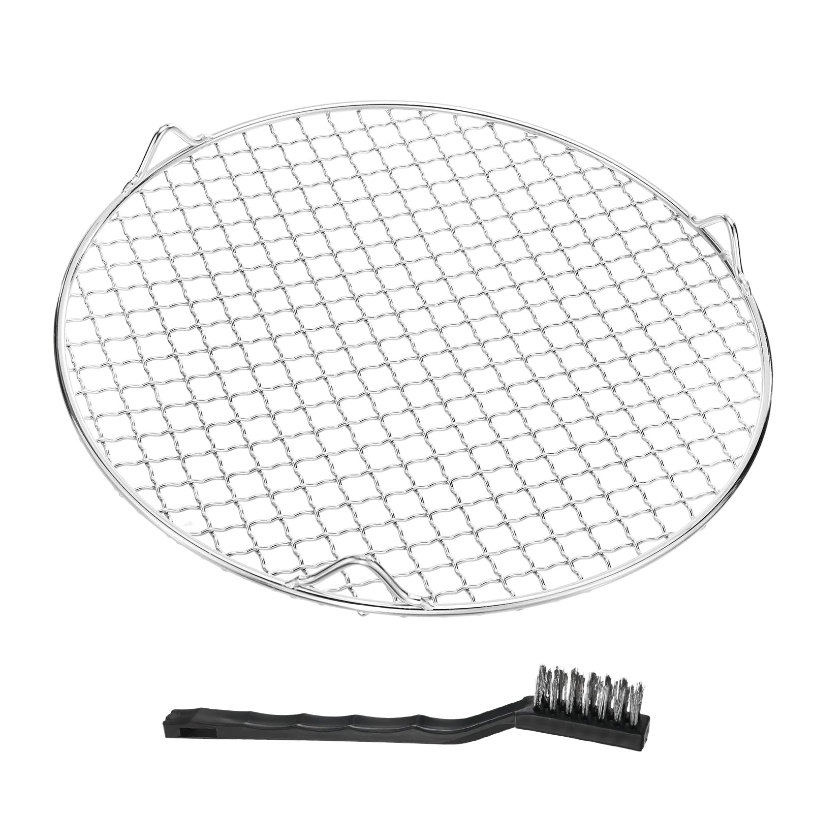 M METERXITY 1 Pack Wire Cooling Racks for Baking with Legs, Round Stainless Steel Cooling Racks for Cooking Baking Steaming BBQ, Dishwasher Safe [11.02'' x 2.6'', Free Cleaning Brush]
