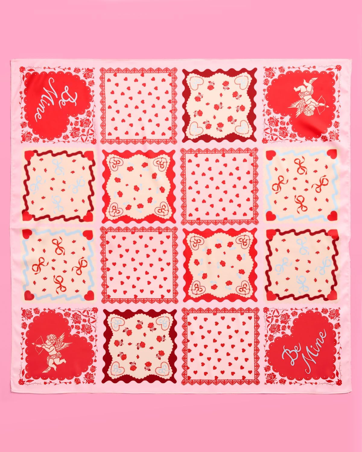 xo, Fetti Valentine Satin Headscarf Bandana | Pink + Red, Hearts, Hair Scarf, Neck Scarf, Purse Accessory, Vday, Galentines, Girly, Be Mine