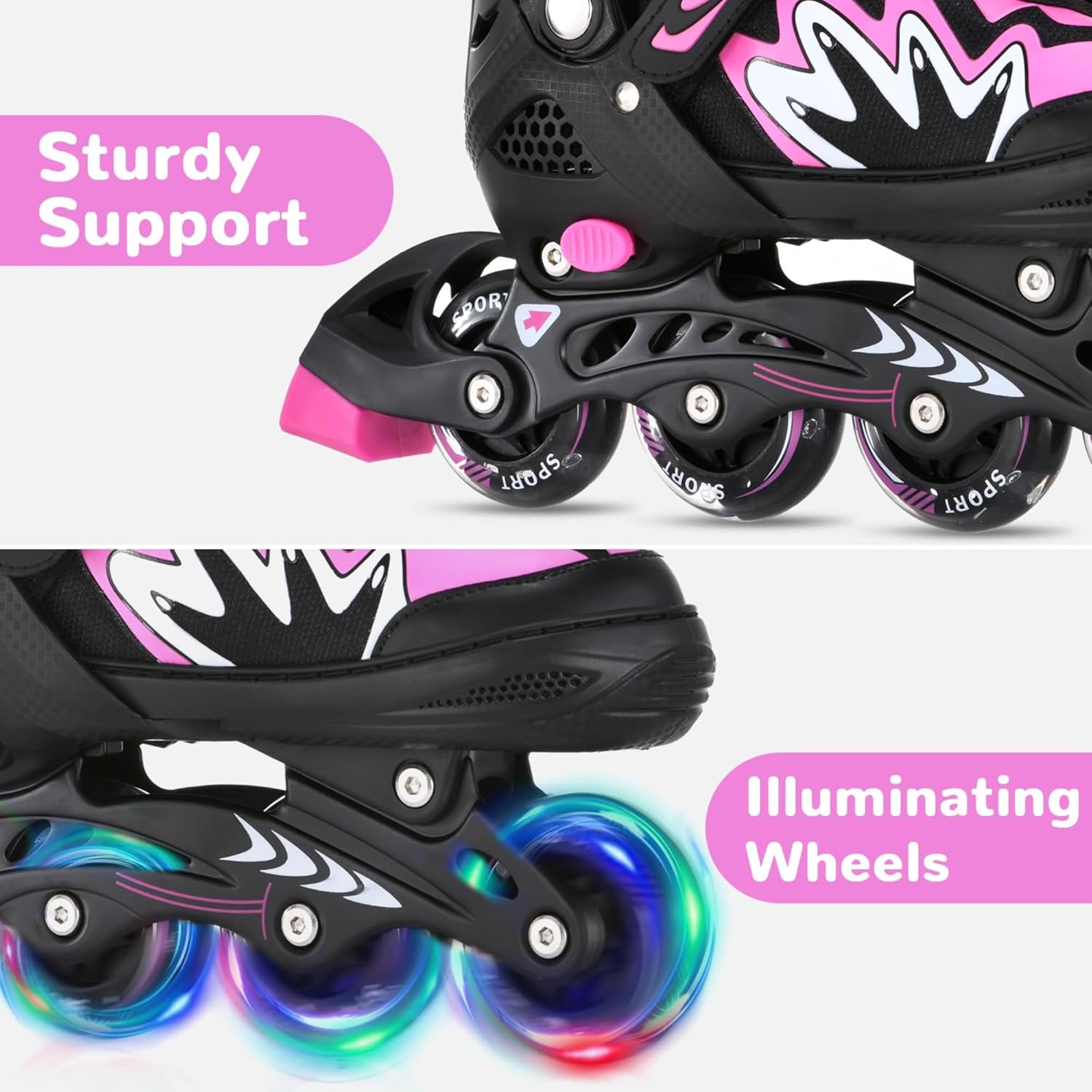 TOMSHOO Adjustable Inline Skates for Kids Outdoor Roller Skates with Full Light Up Wheels Roller Blades for Girls and Boys Birthday Gift