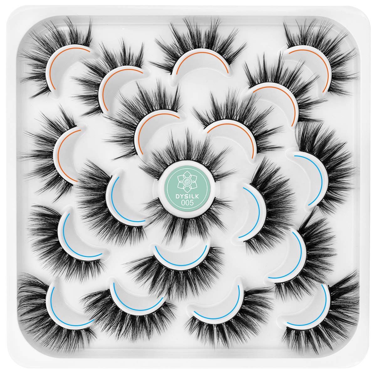 DYSILK False Eyelashes -10 Pairs 6D Faux Lashes Pack - Reusable Self Adhesive Eyelashes Lashes Natural Look Mink Fake Eyelashes Wispy Fluffy Cat Eye Lashes Soft Extension |05-17.5mm