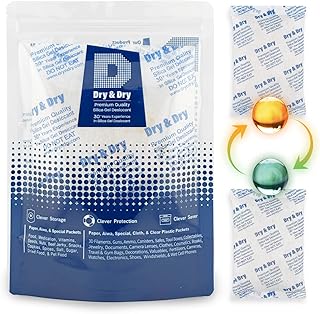 Dry & Dry 500 Gram [5 Packets] Food Grade Orange Indicating(Orange to Dark Green) Mixed Silica Gel Packets, Silica Gel, Desiccant Packs, Silica Gel - Rechargeable Moisture Absorbers, Silica Packets