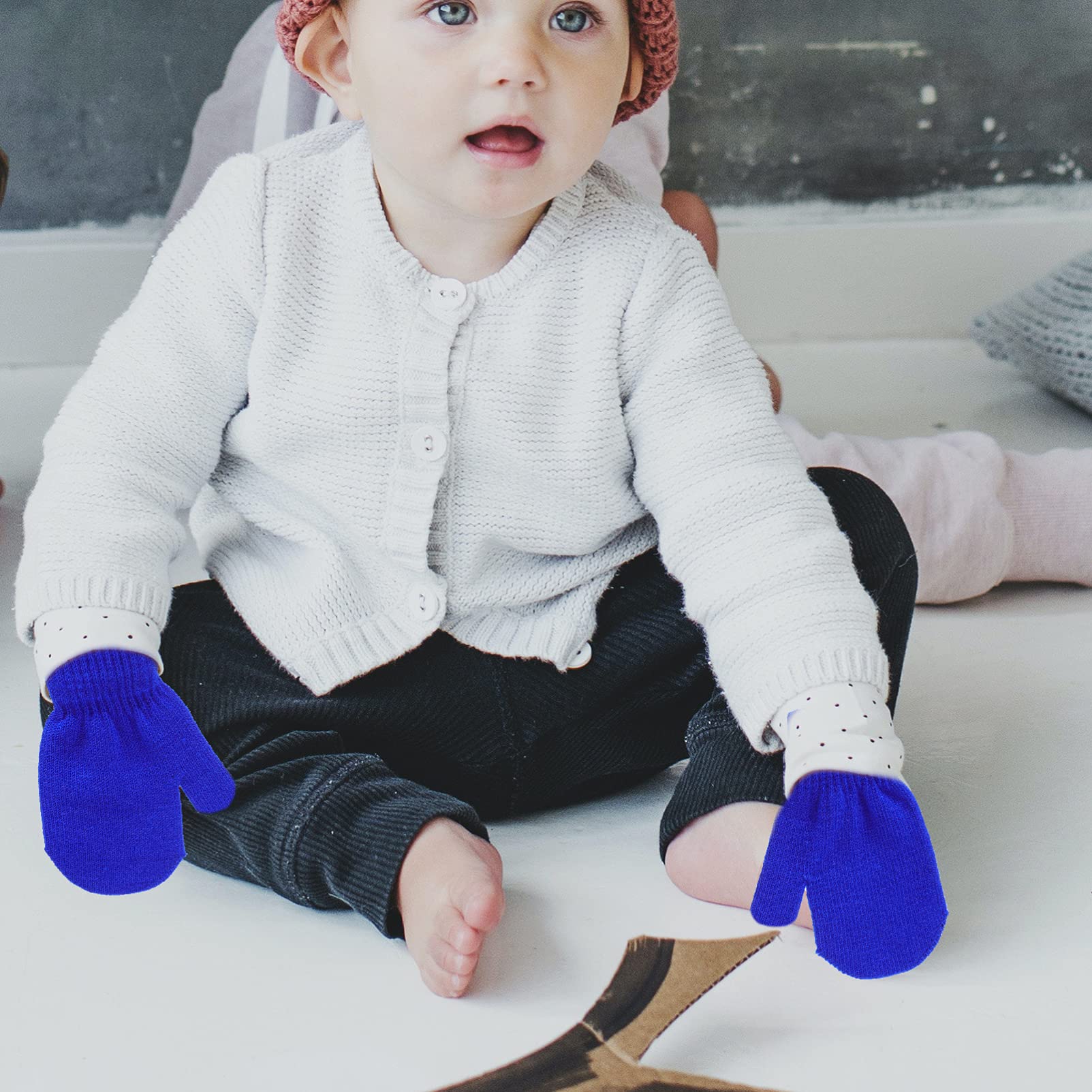 VALICLUD Guantes Rellenos De Calcetín De Navidad Frío Mitones Infantiles Mitones Calientes Mitones De Punto Gorro Forro Polar Mitones Bebe Botines Hilo Acrílico