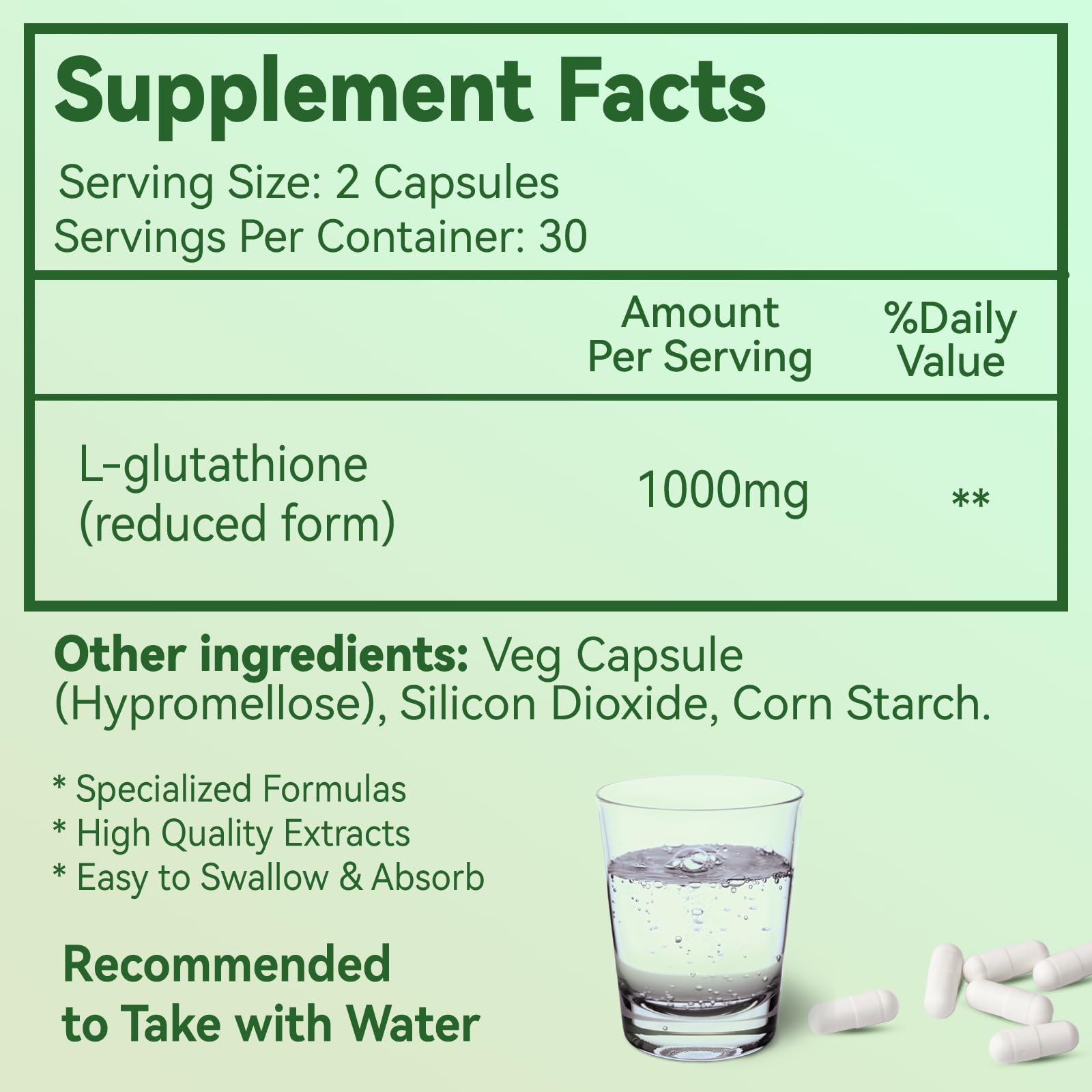 Glutathione Supplement 1000mg Antioxidant Supplement - Premium Vegan Formula for Immune Support, Skin Brightening & Liver Detox – Allergen-Free, Non-GMO, Effective Wellness Boost (60 Capsules) — Amazon image 2