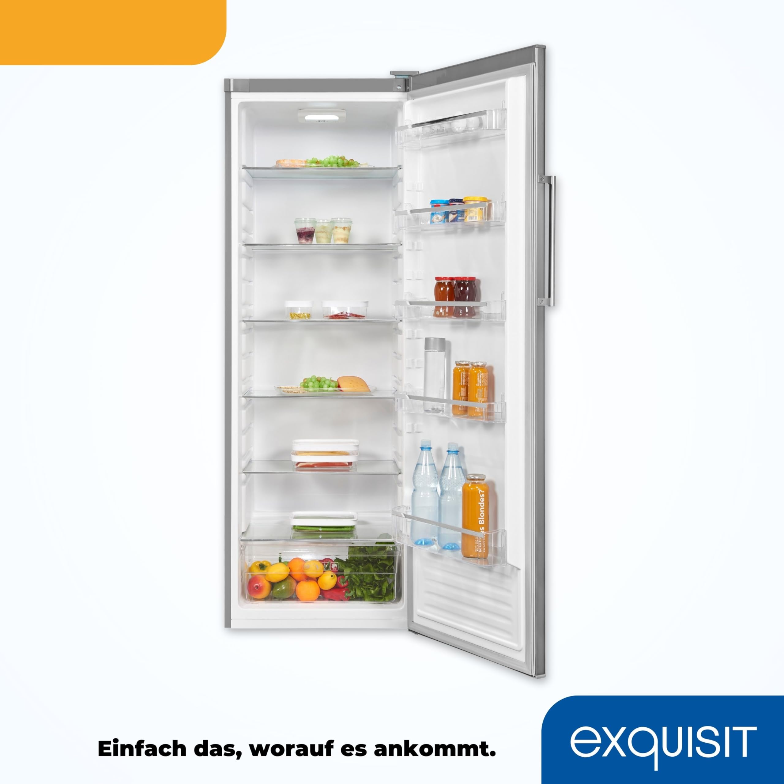 Exquisit KS350-V-H-040D Vollraumkühlschrank in Inoxlook - 331 Liter