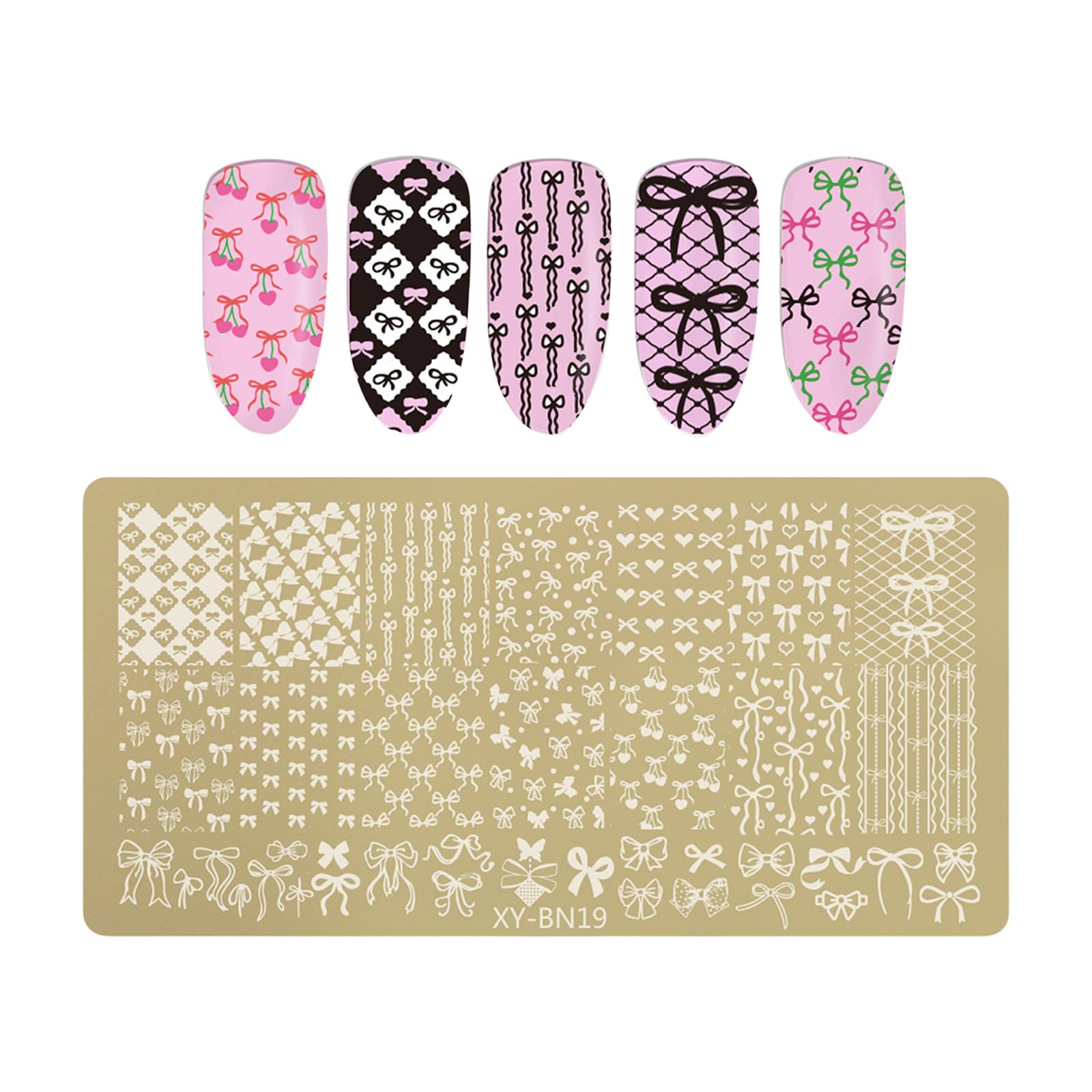 Jazuaiao Butterfly Bowknot Nails Art Stamp Plate Stainless Steel Template Accessories for Professional Manicure Design Nails Art Plates for Home Use