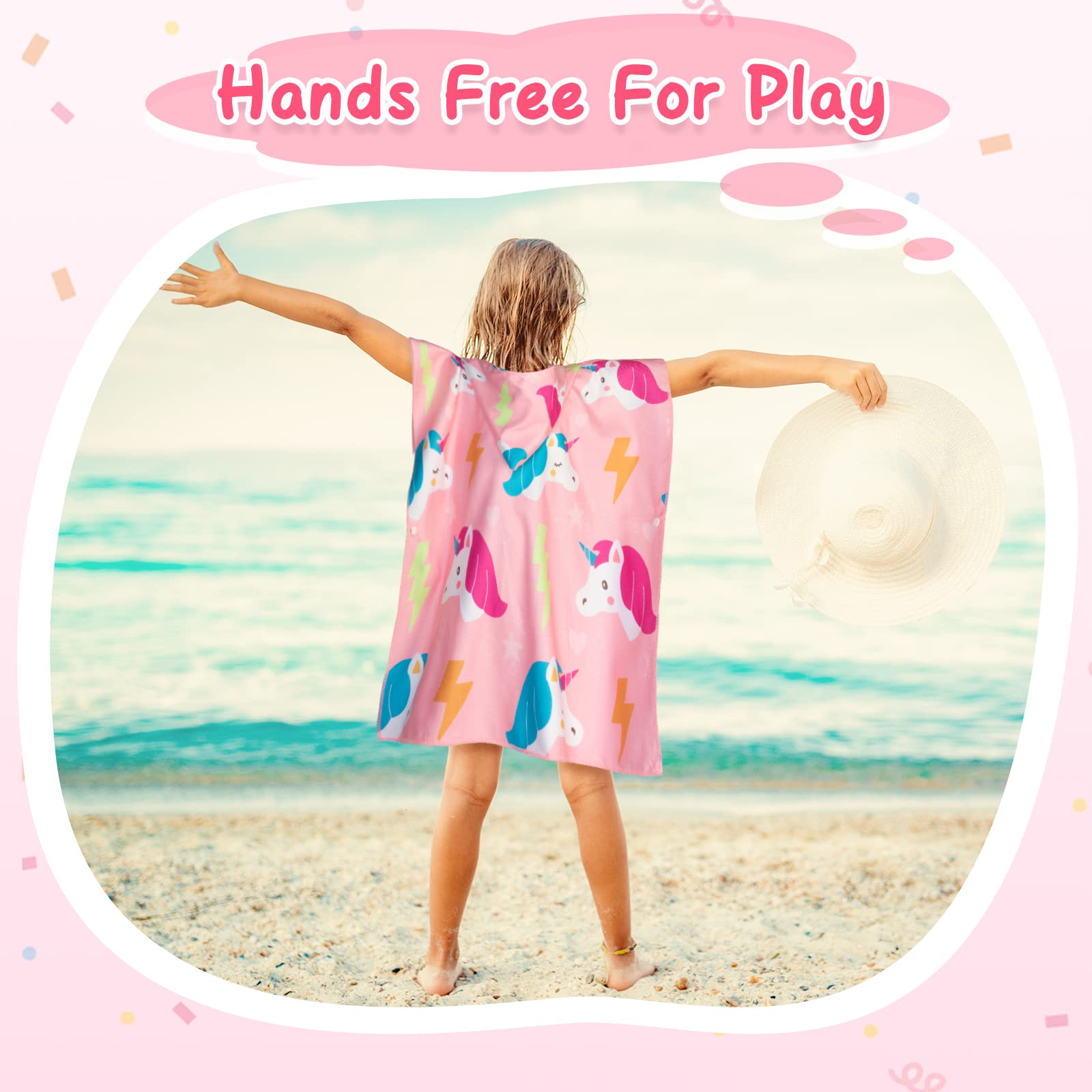 Foaincore 10 Stück Kapuzenhandtücher für Kleinkinder, Kinder, Poncho-Handtücher, Kinder, Strandtücher, 119,6 x 61 cm, weiche Mikrofaser, Baby-Kapuze, Pool-Handtuch, Poncho, Wickel-Bademantel mit