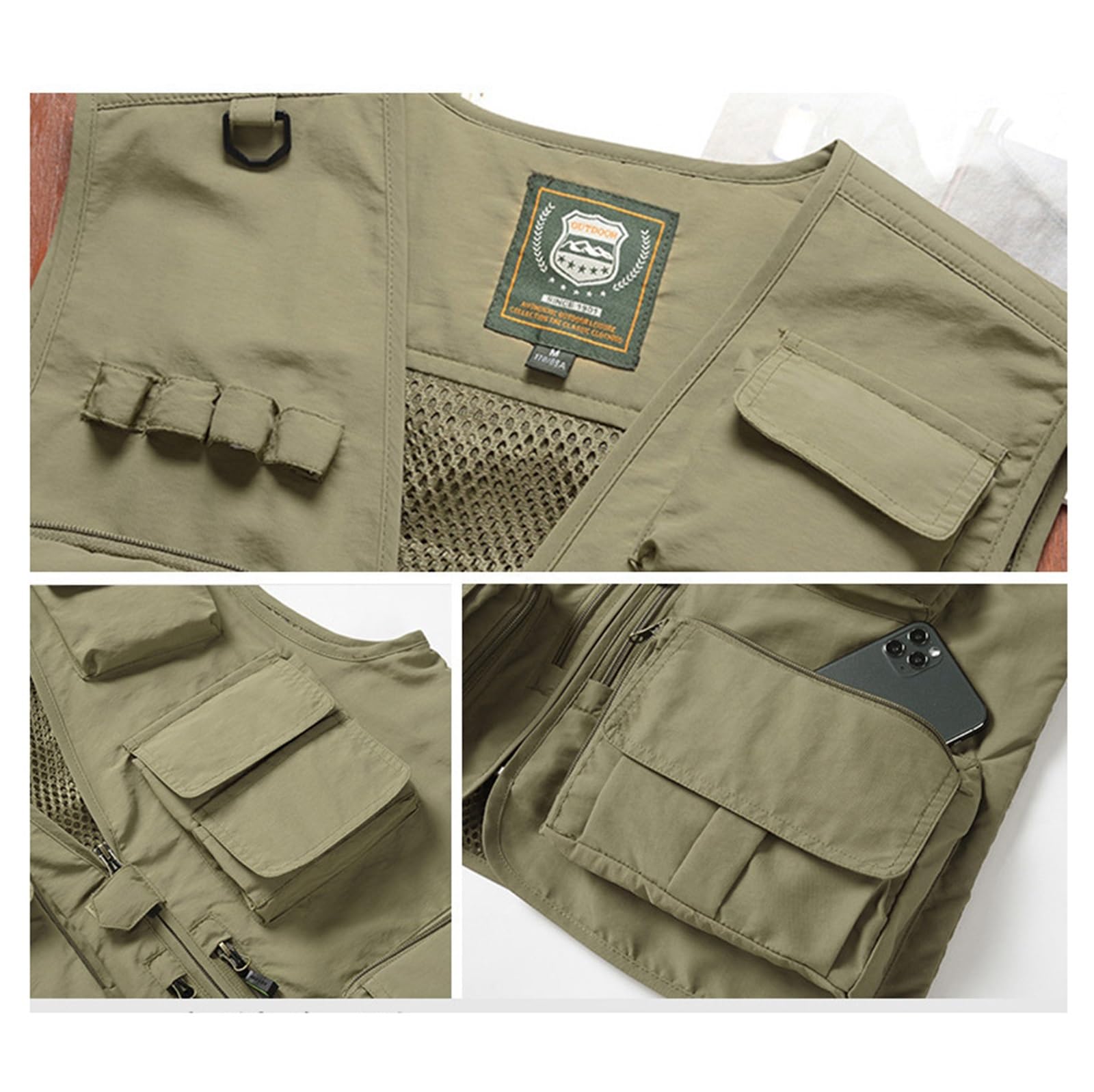 CLSQLXYJZC Chaleco Pesca Fotógrafos, Chaleco Informal De Malla Para Hombre De Verano Para Safari Pesca Transpirable Multibolsillos, Ligero Fotografía, Safari, Trabajo Carga Y Viajes